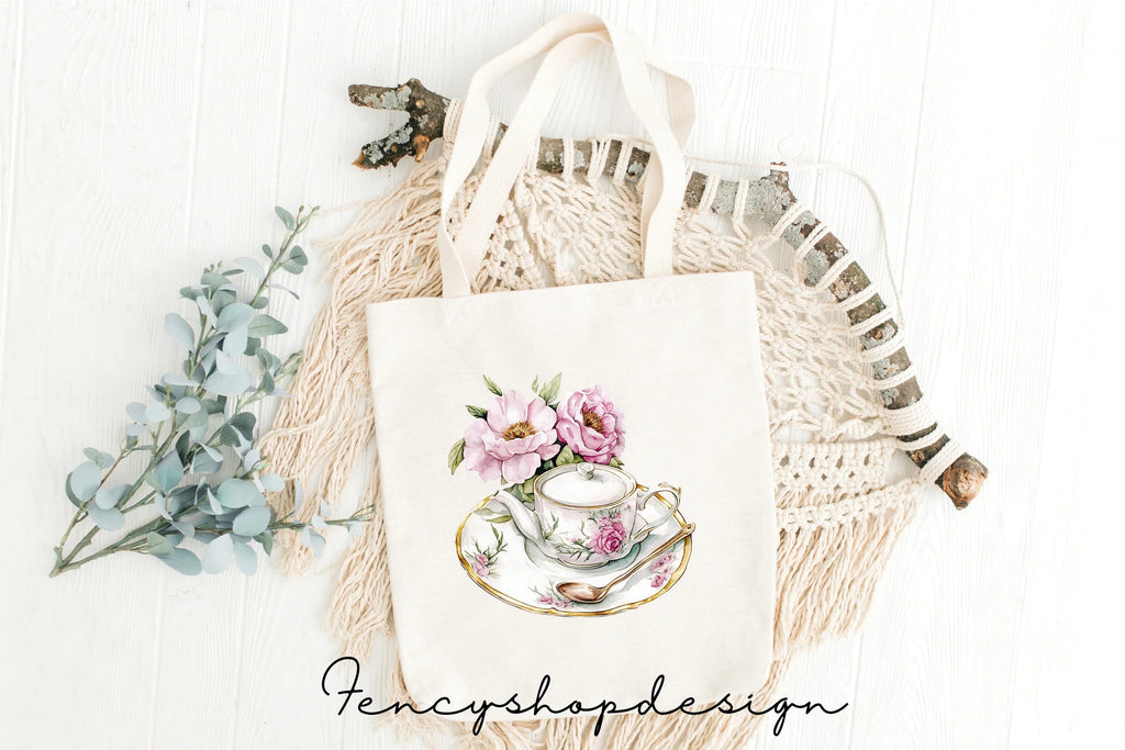 Elegant Floral Teacups & Teapots Clipart Bundle