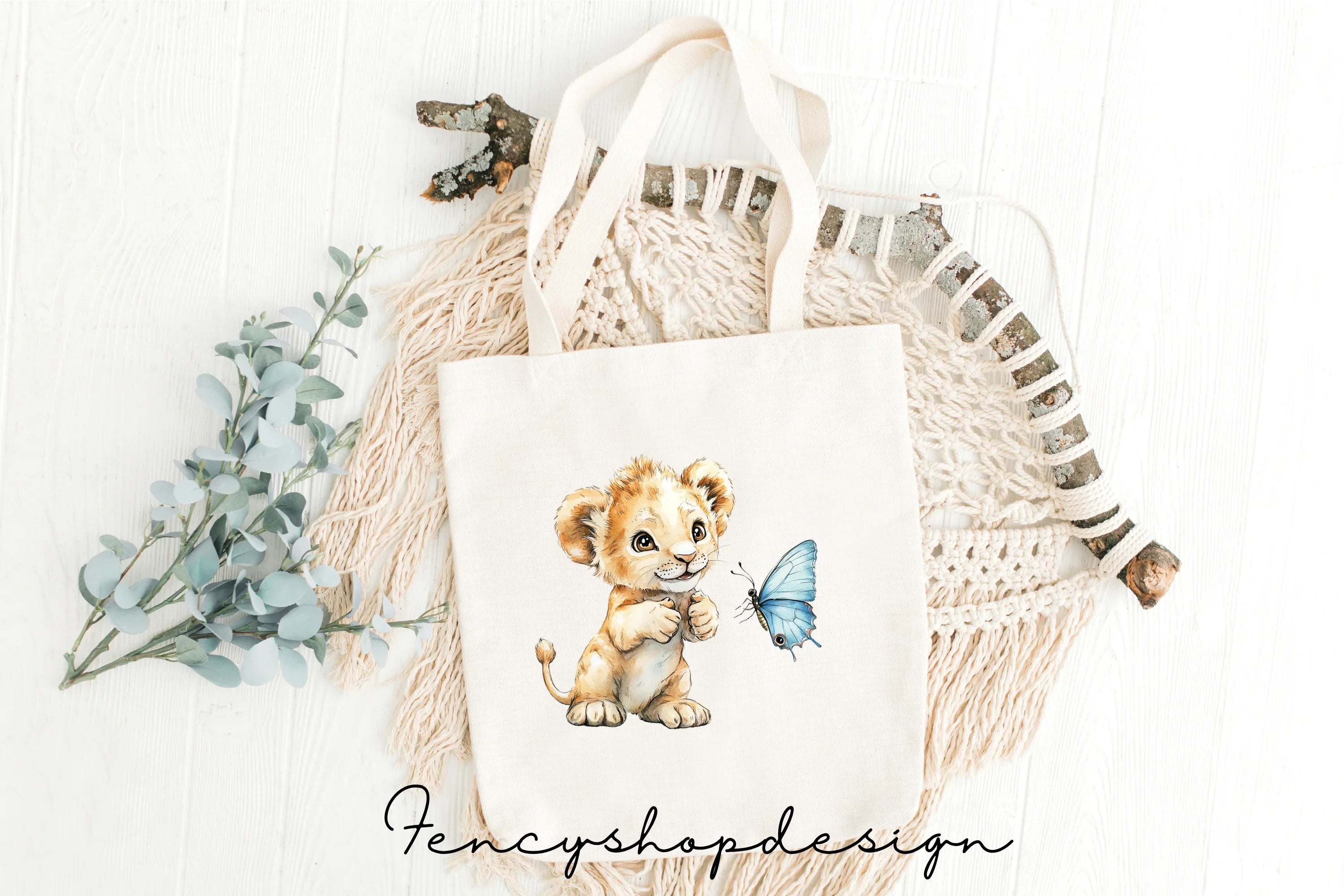 Adorable Lion Cub Butterfly Clipart Bundle