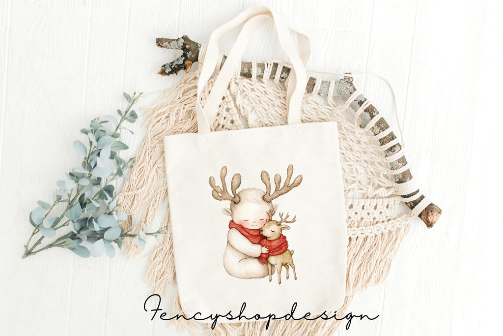 Cute Baby Reindeer Christmas Clipart Bundle