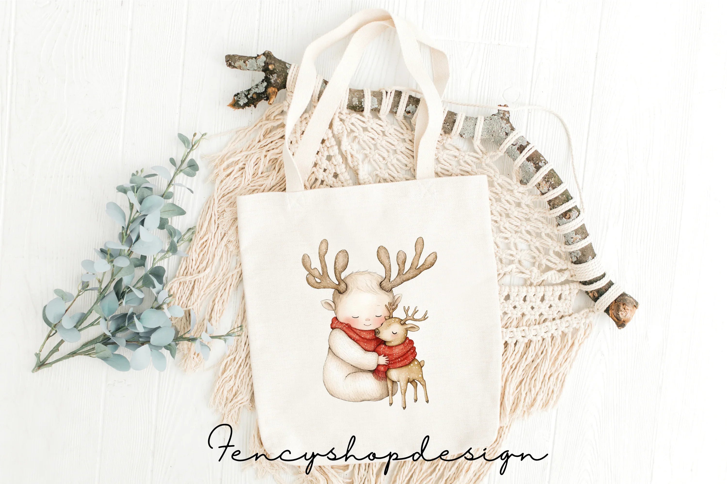Cute Baby Reindeer Christmas Clipart Bundle