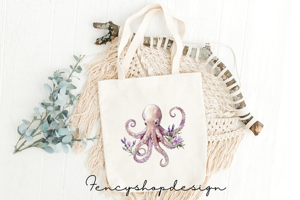 Octopus with Flowers Clipart Bundle