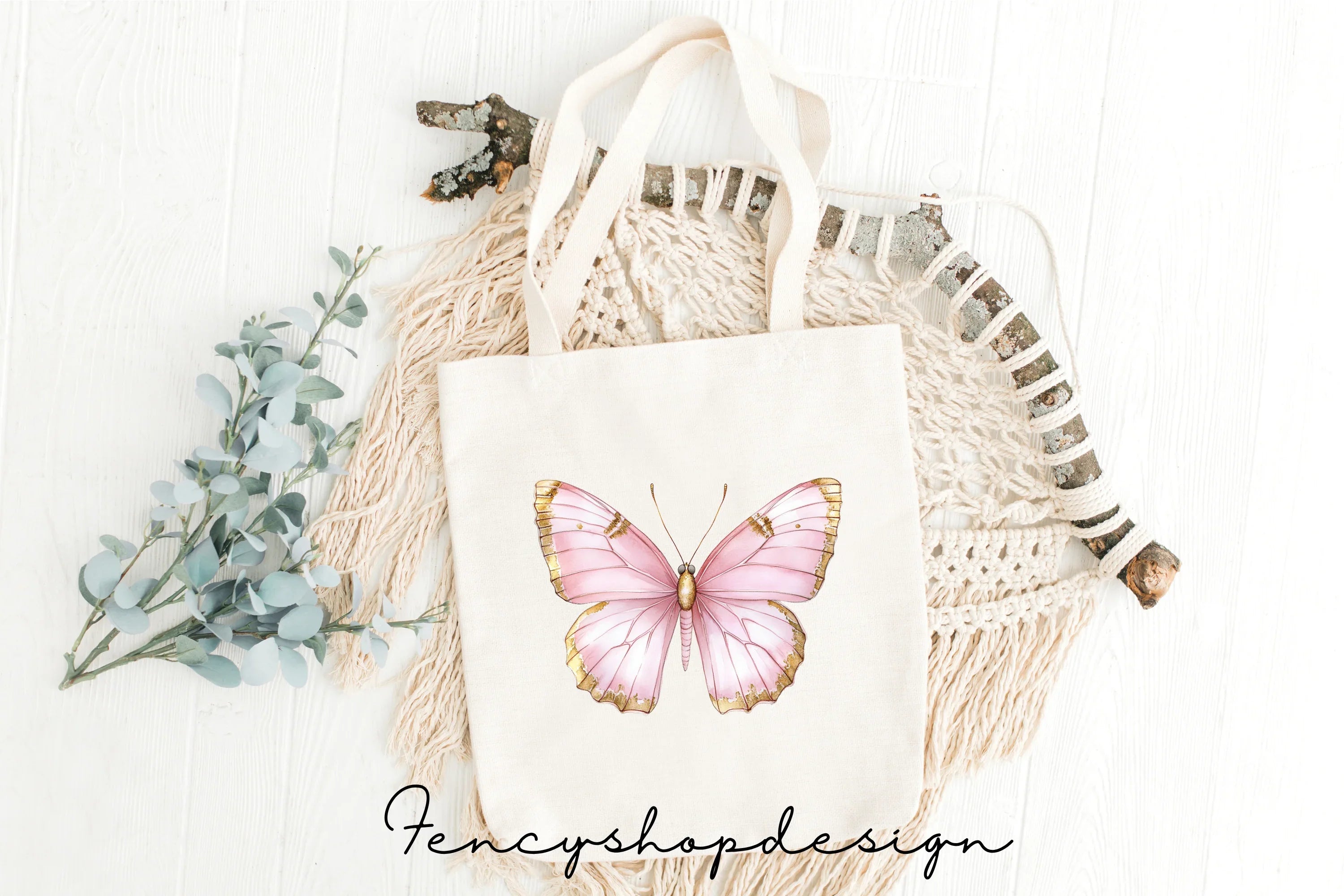 Pink Butterfly Clipart Bundle