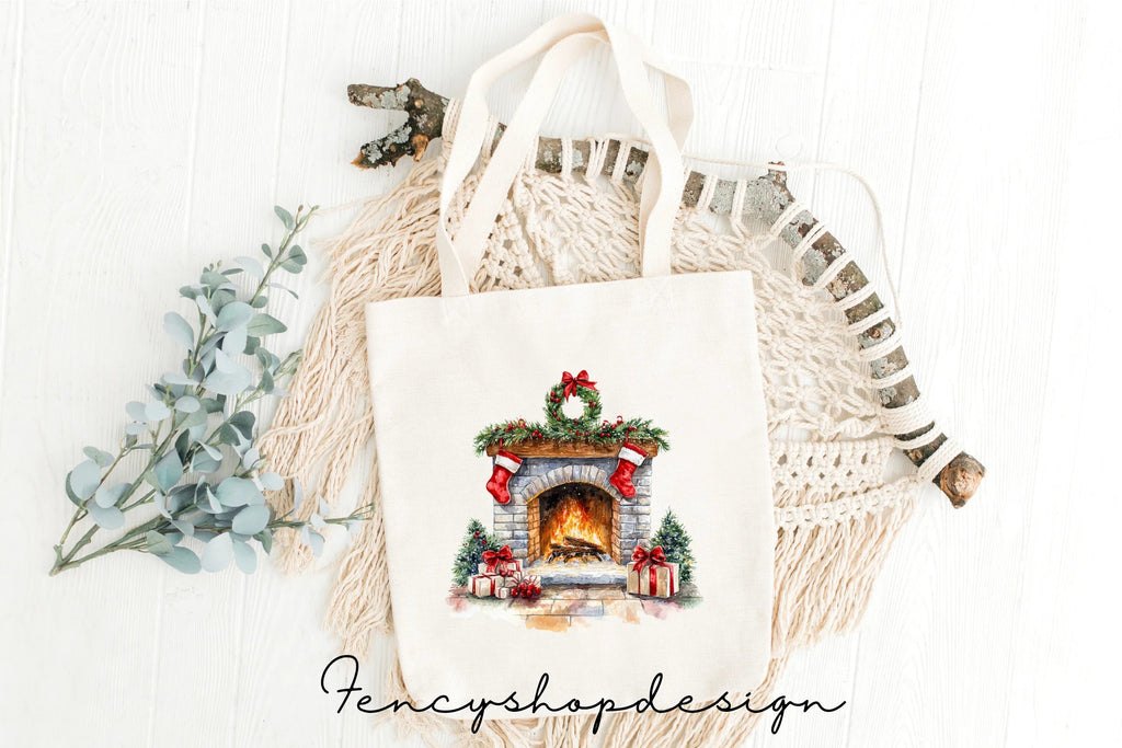 Cozy Christmas Fireplace Clipart Bundle