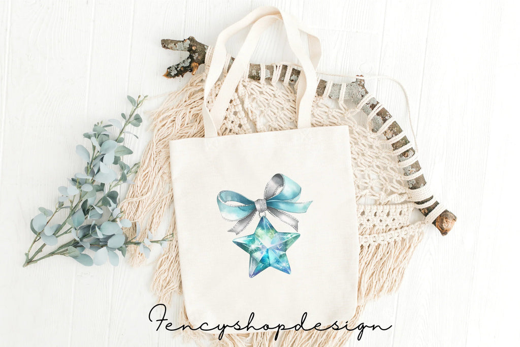 Sparkling Blue Crystal Star Clipart Bundle