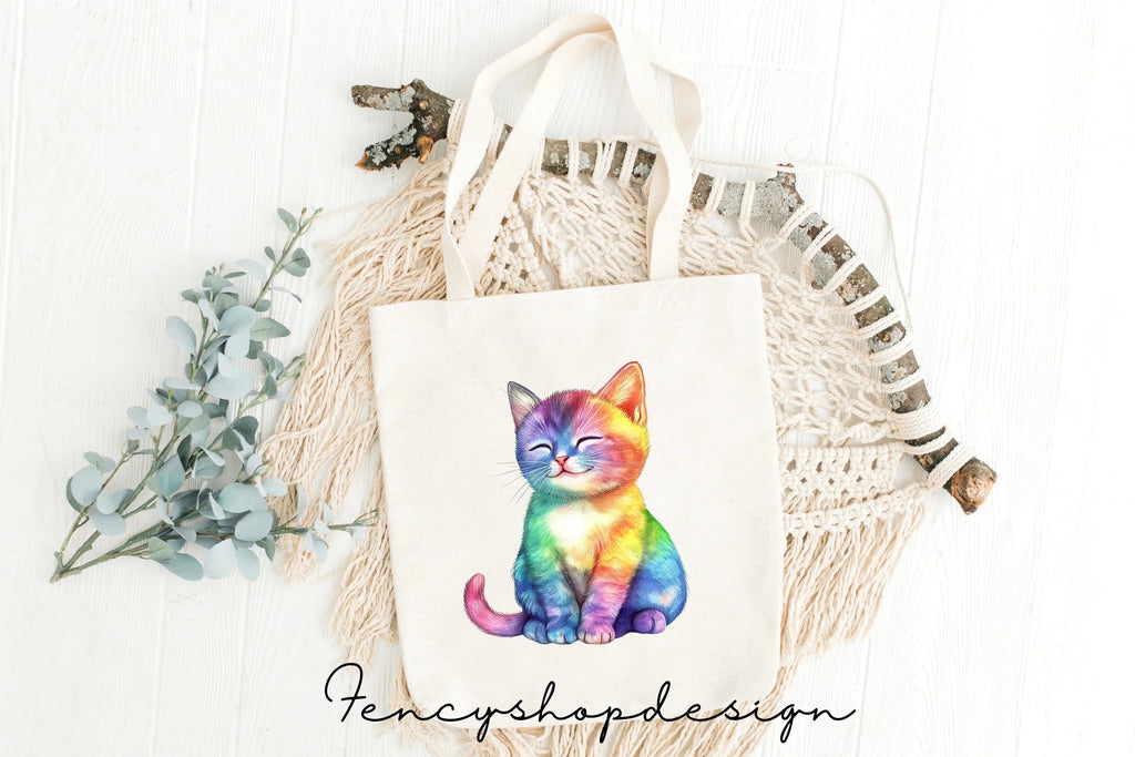 Vibrant Rainbow Kitten Clipart Bundle