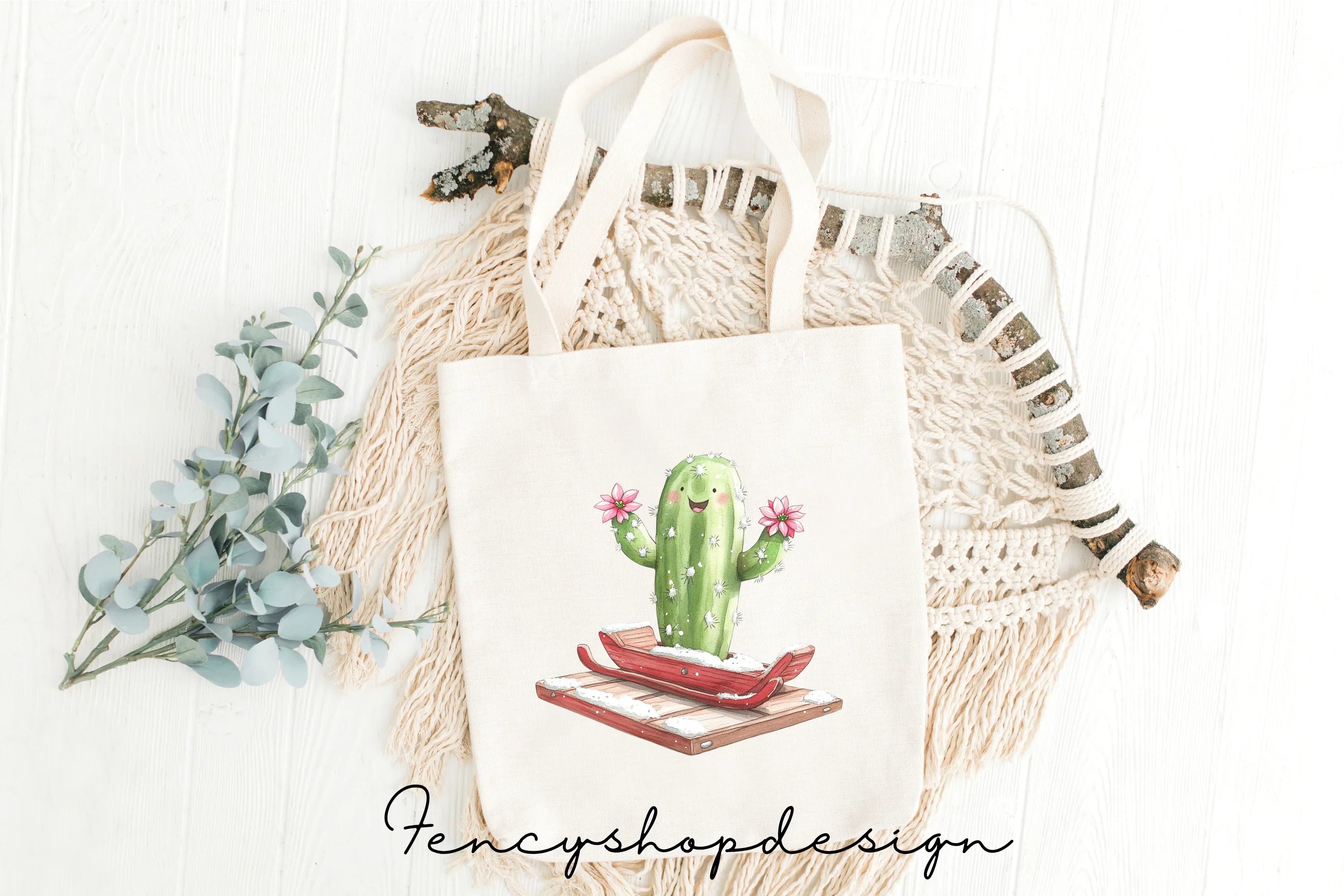 Christmas Cactus Clipart Bundle