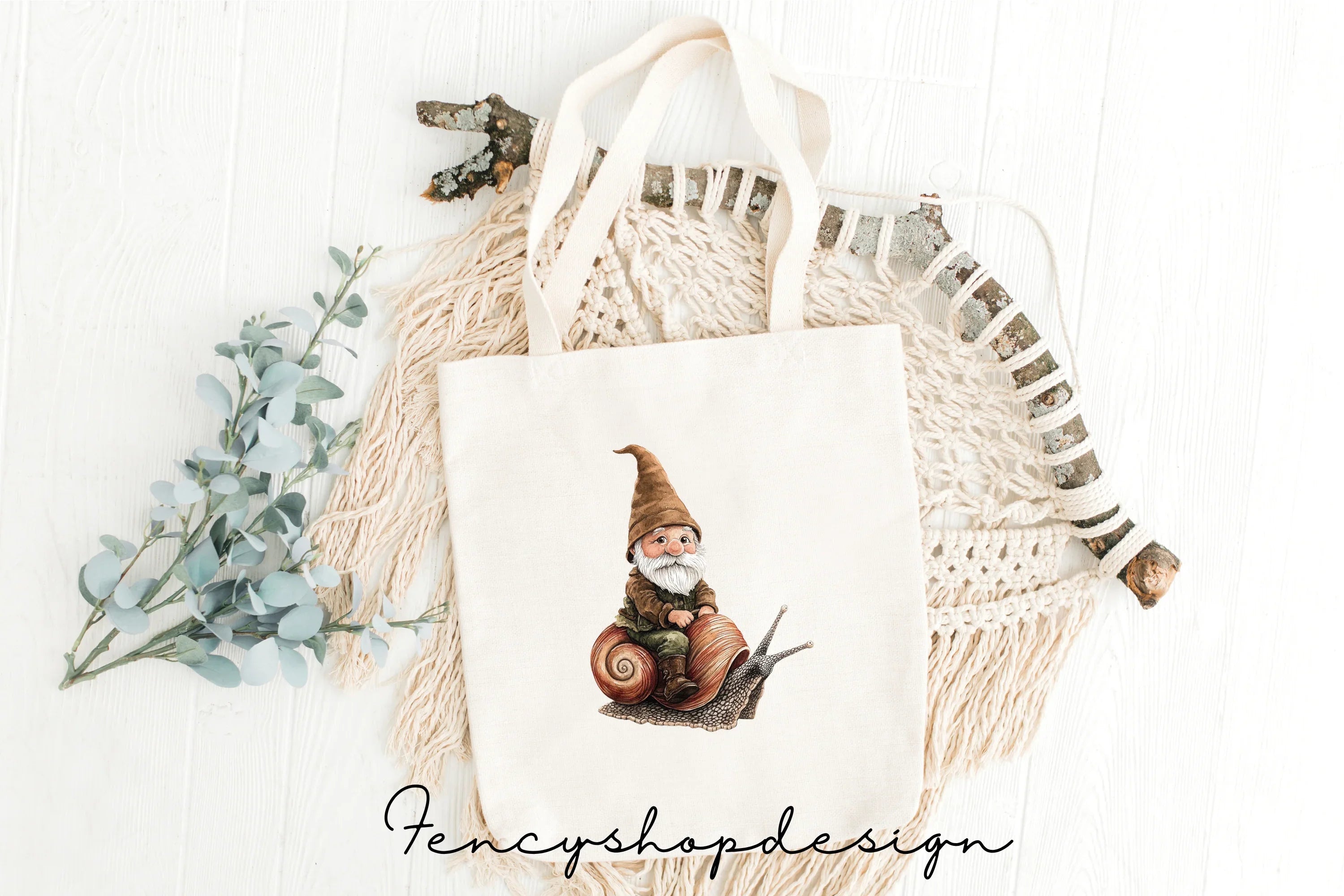 Whimsical Gnomes and Snails Clipart Bundle