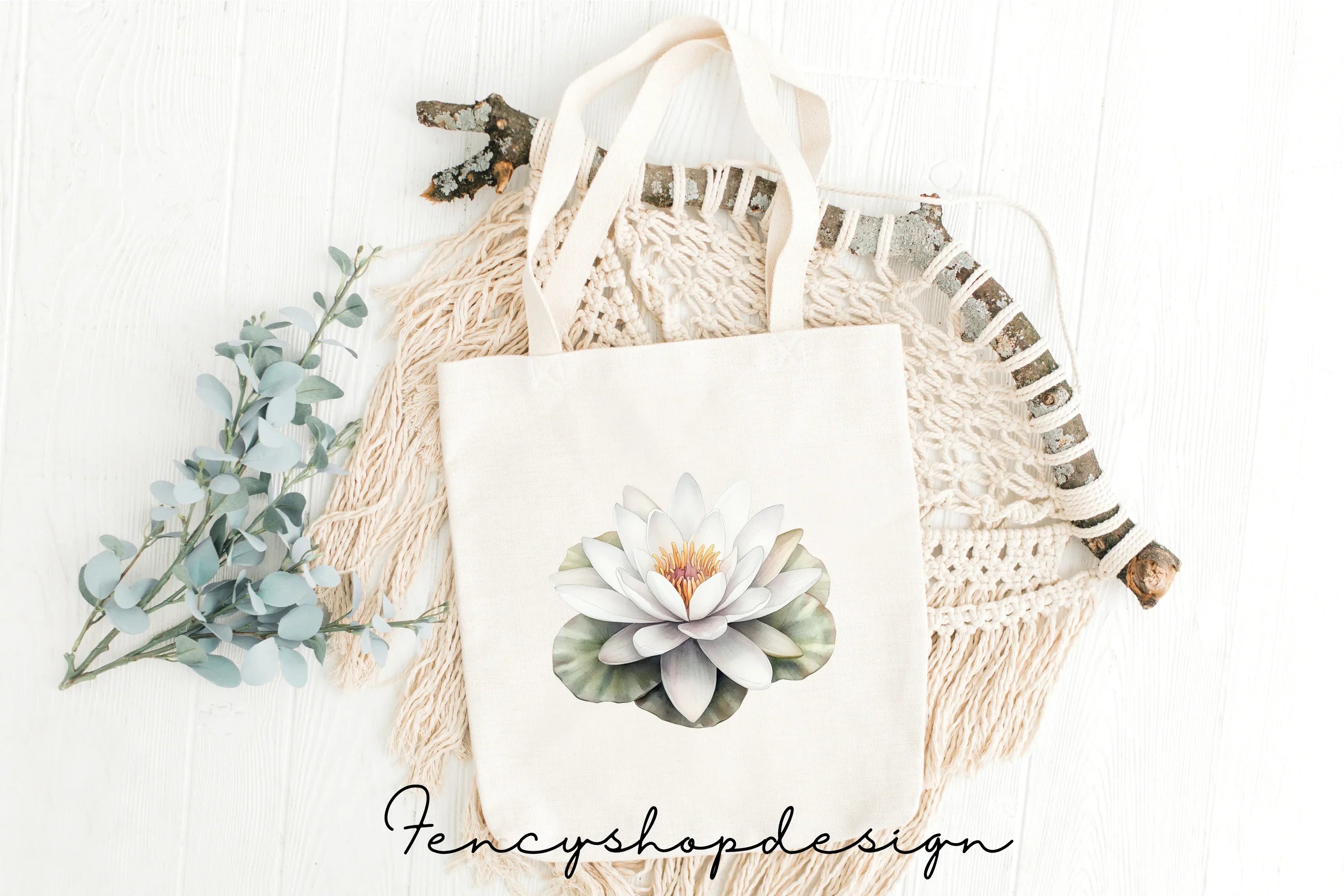 Elegant White Water Lily Clipart Bundle