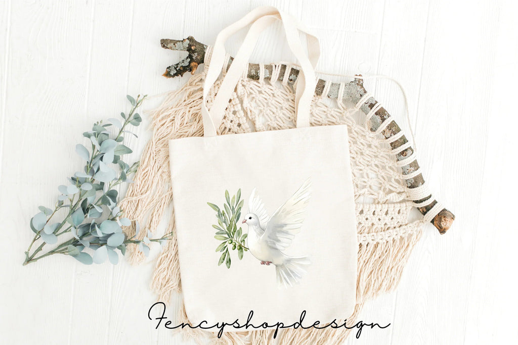 White Doves Olive Branch Clipart Bundle
