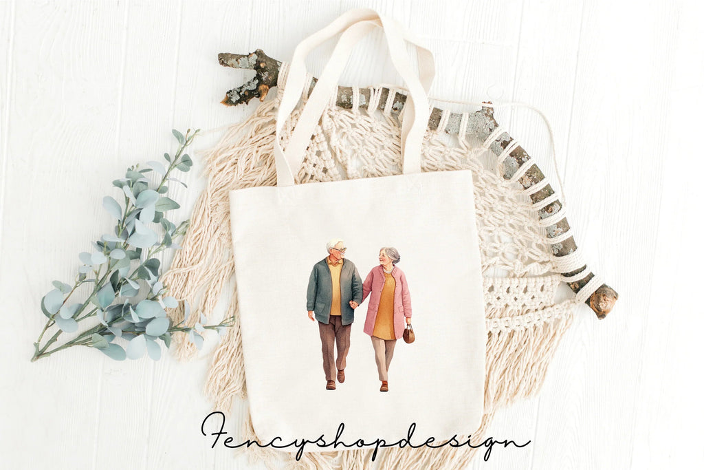 Elderly Couples Walking Clipart Bundle