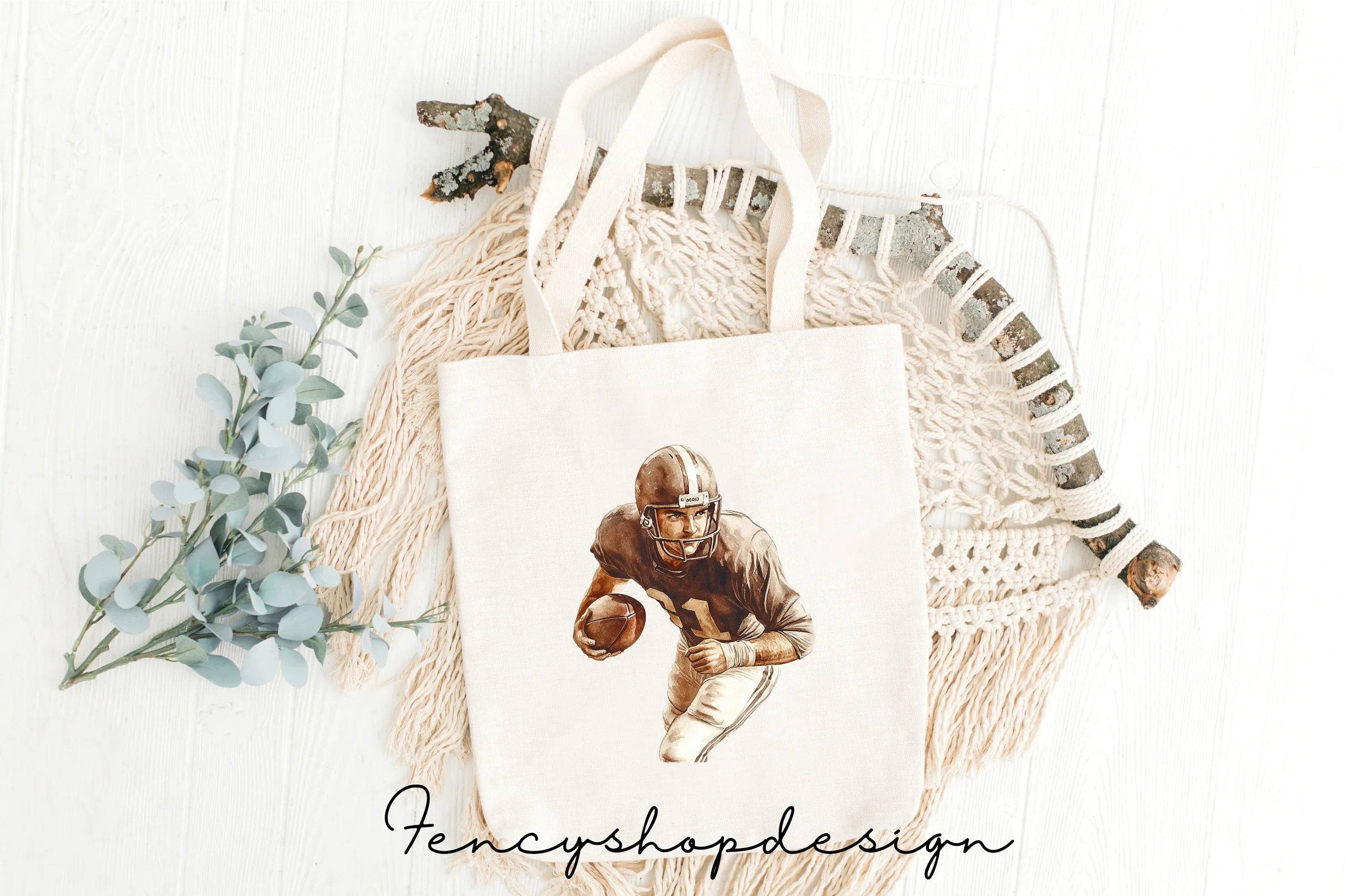 Vintage Football Player Clipart Bundle