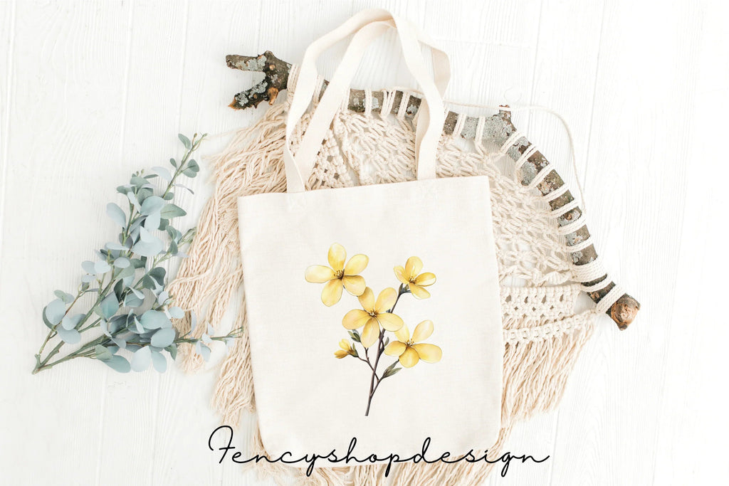 Delicate Yellow Floral Branch Clipart Bundle