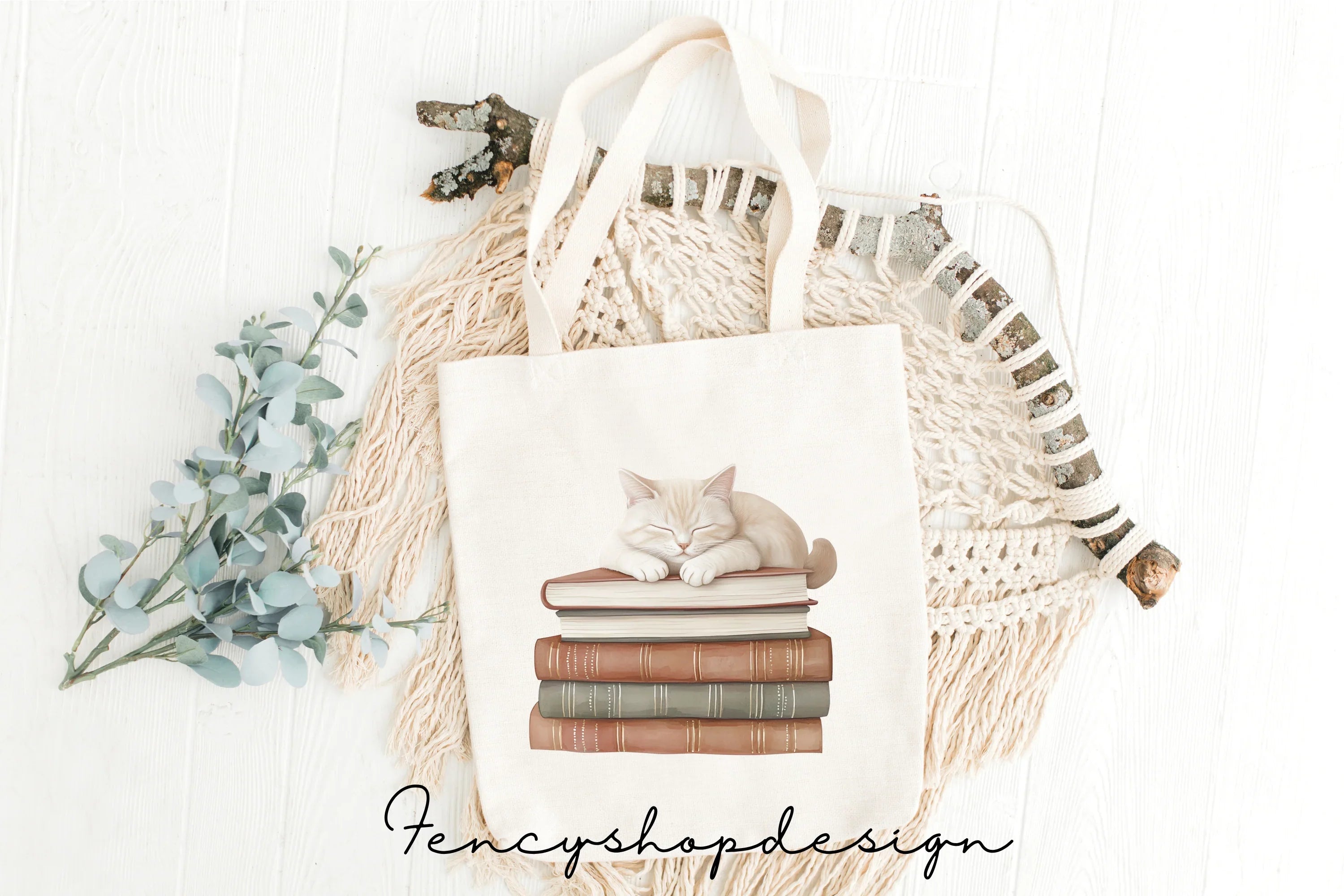 Cute Cats Sleeping on Books Clipart Bundle