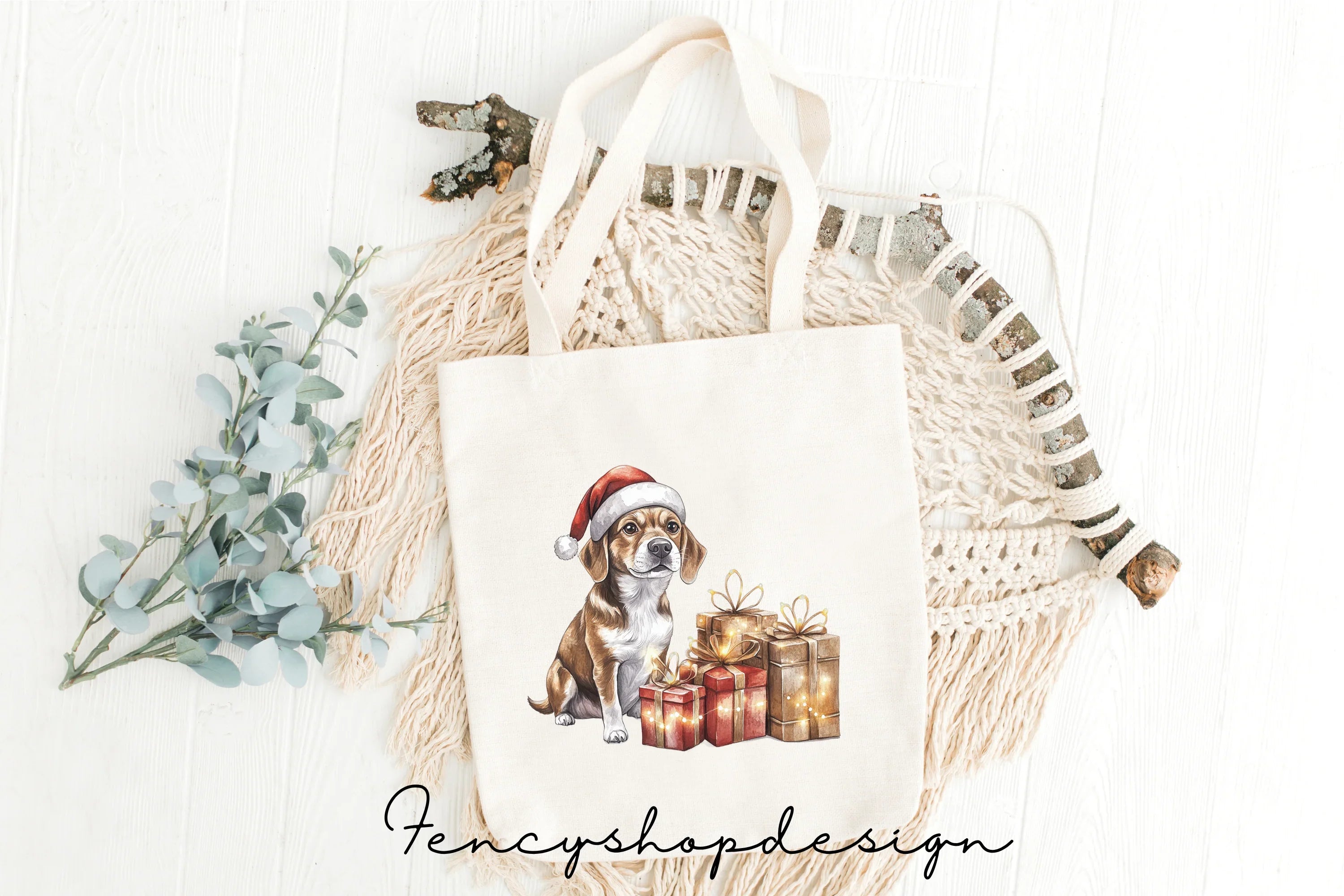 Holiday Dogs Gifts Clipart Bundle