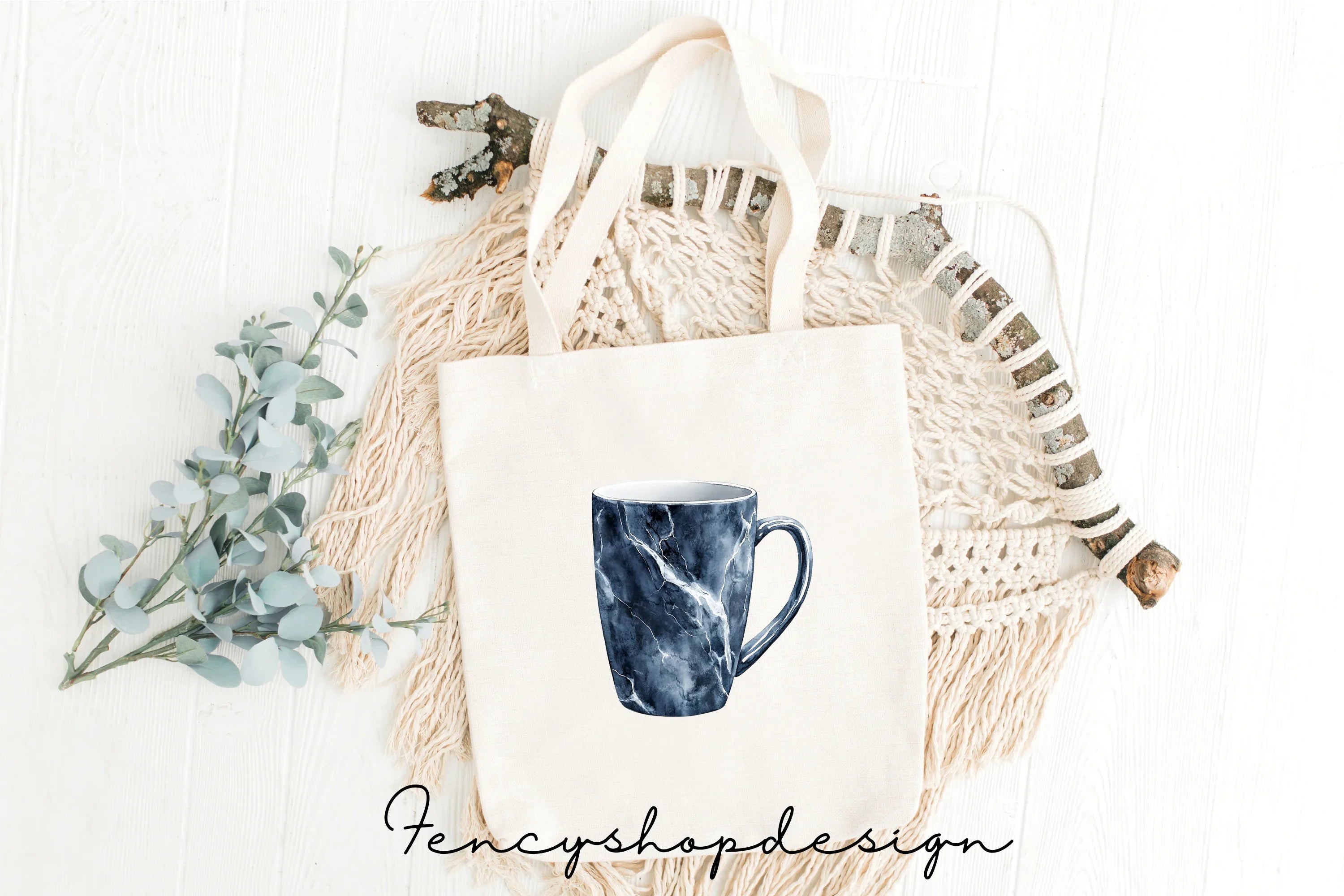 Blue Marble Mugs Clipart Bundle