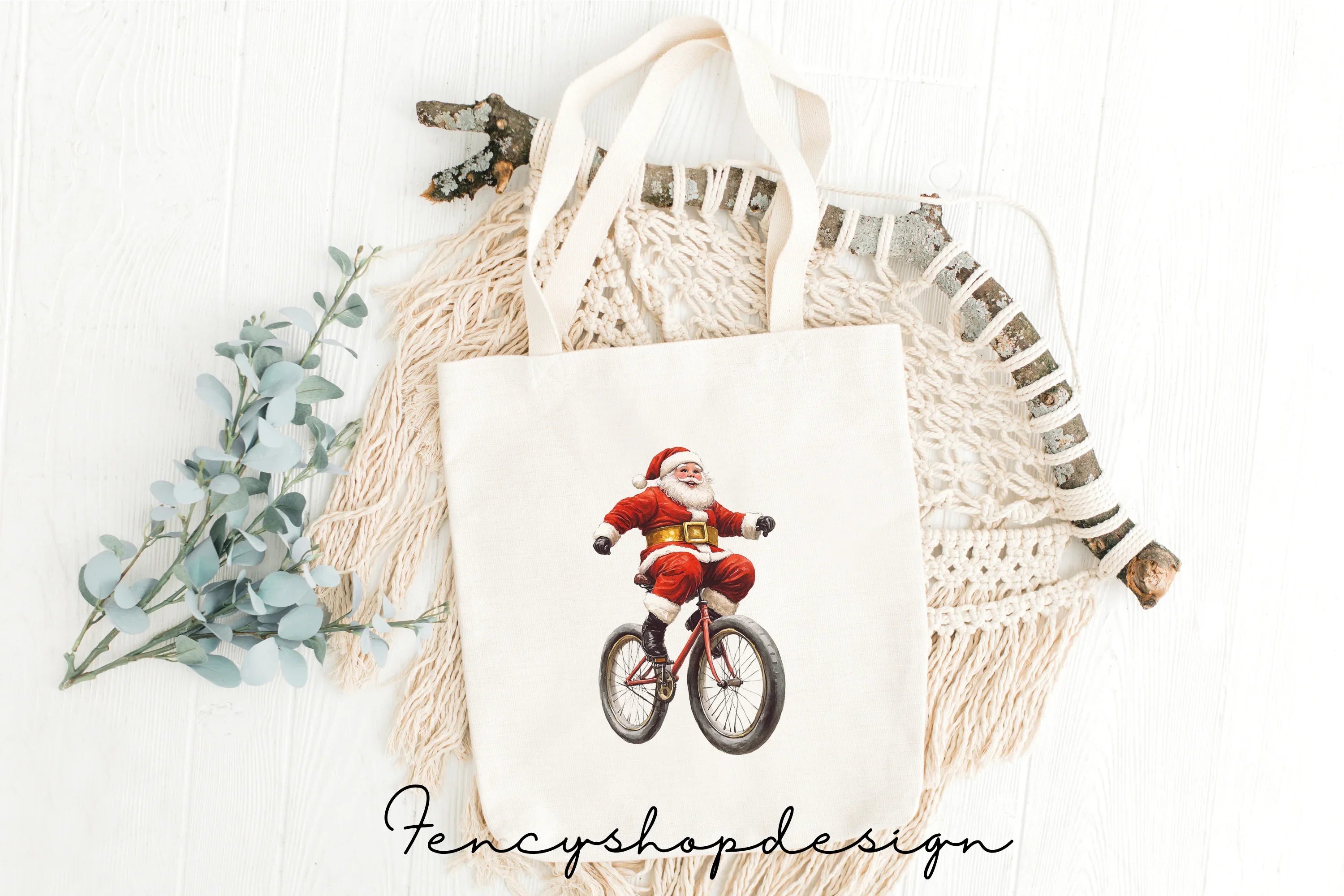Santa Claus Unicycle Christmas Clipart Bundle