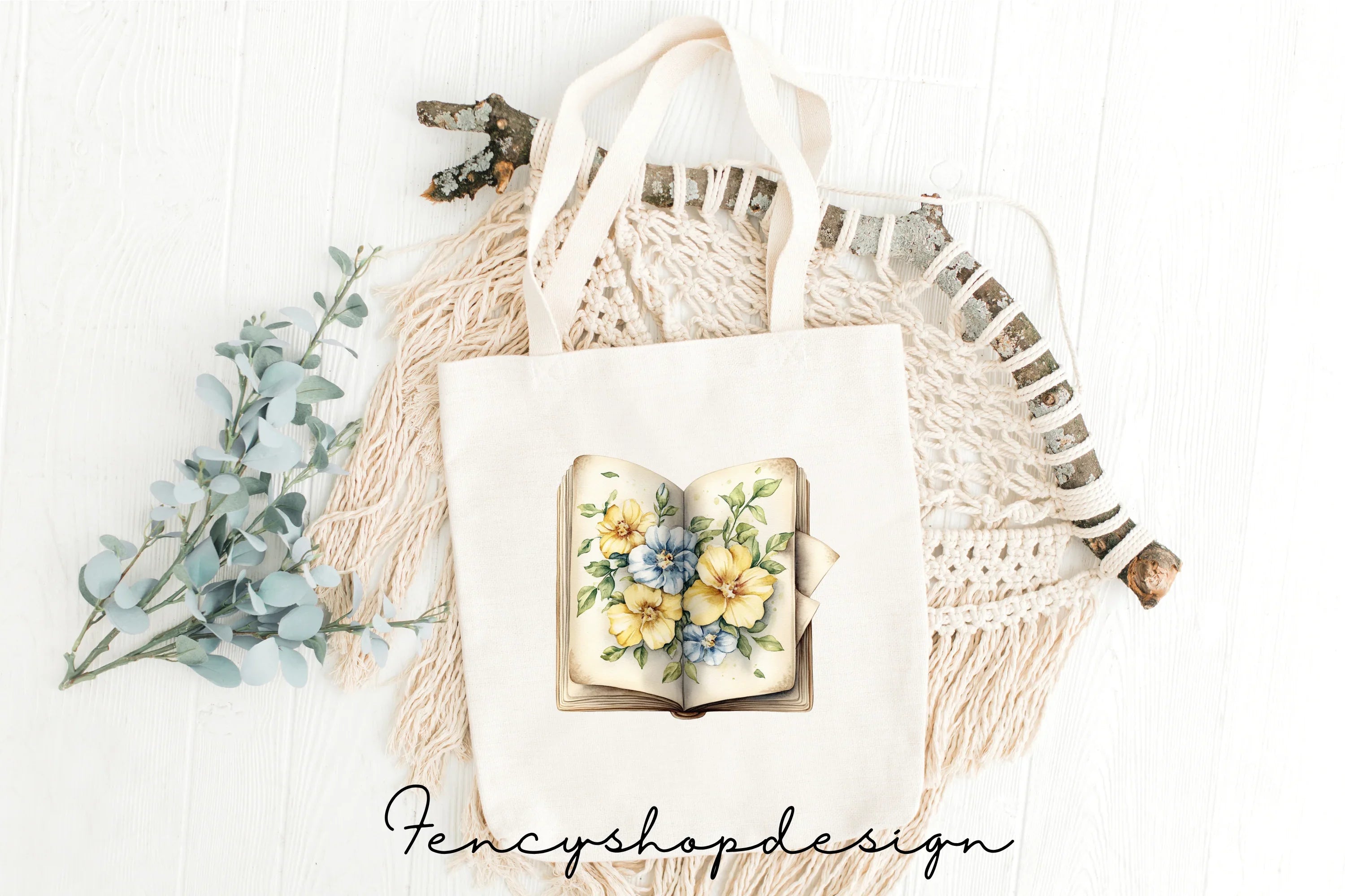 Vintage Floral Books Clipart Bundle