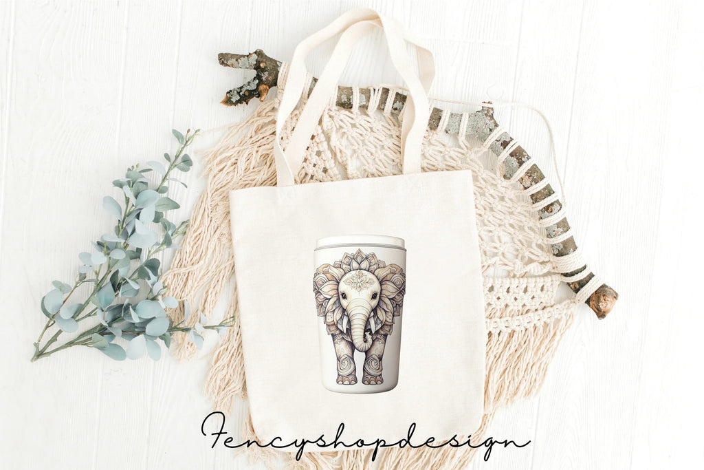 Boho Mandala Elephant Tumbler Clipart Bundle