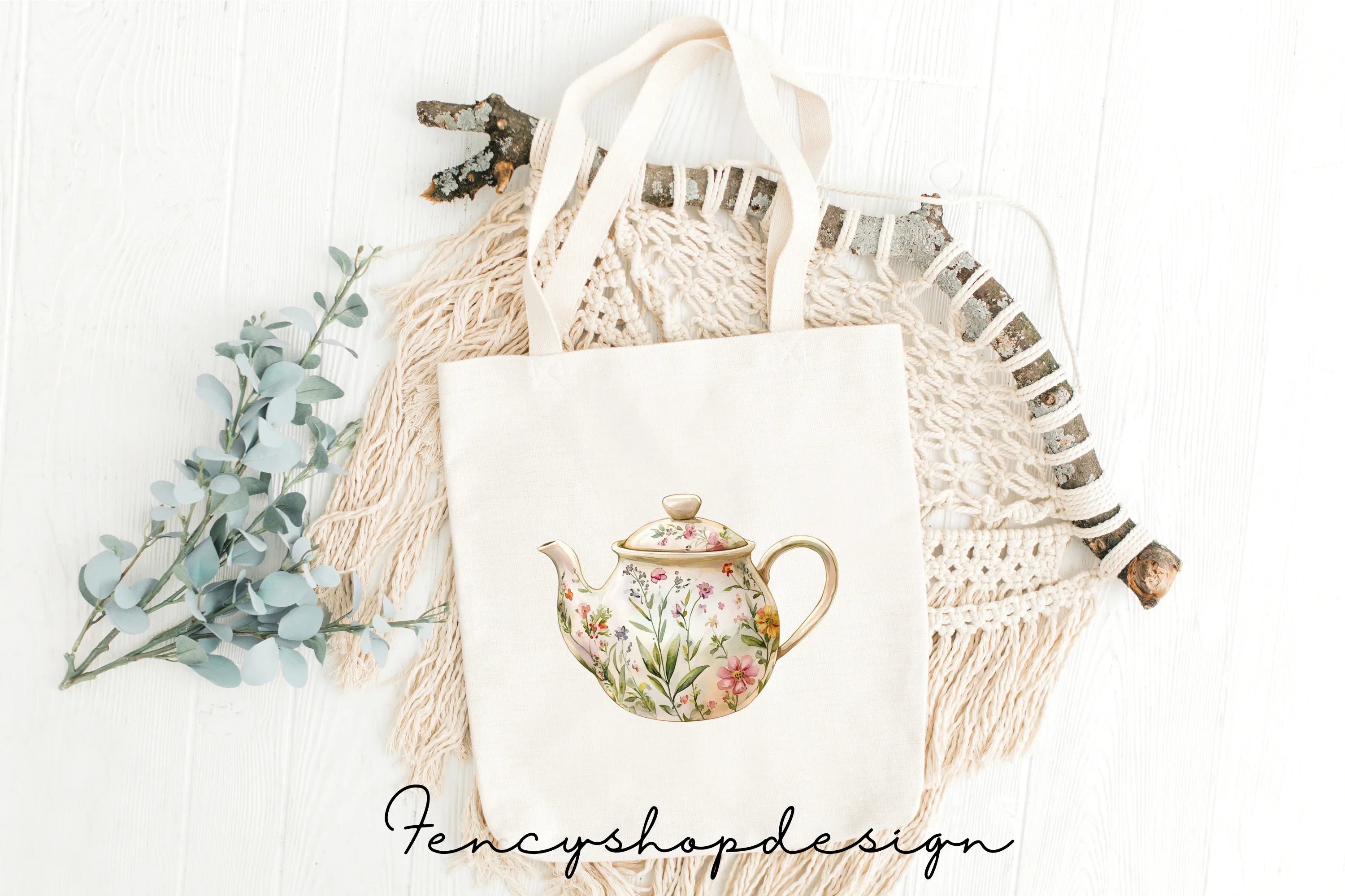 Floral Teapot Clipart Bundle