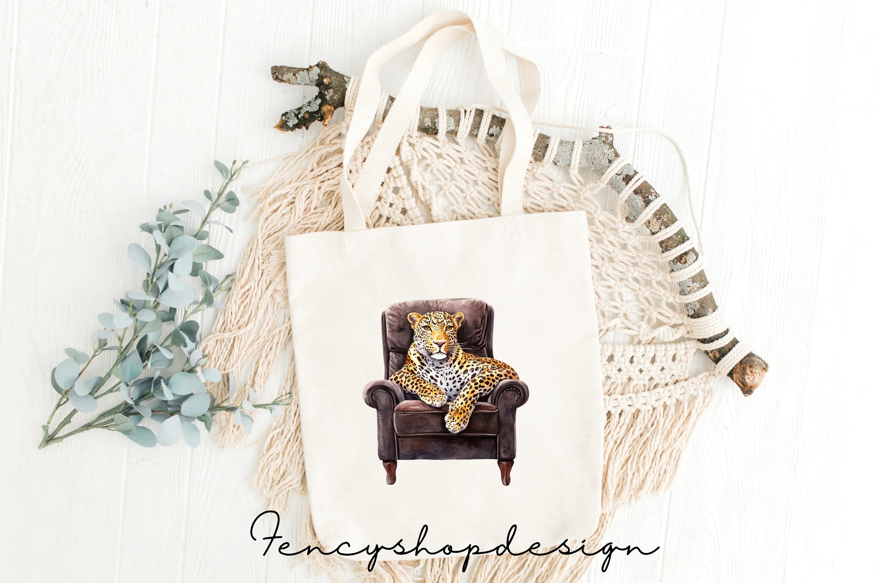 Chic Leopard in Chair Clipart Bundle