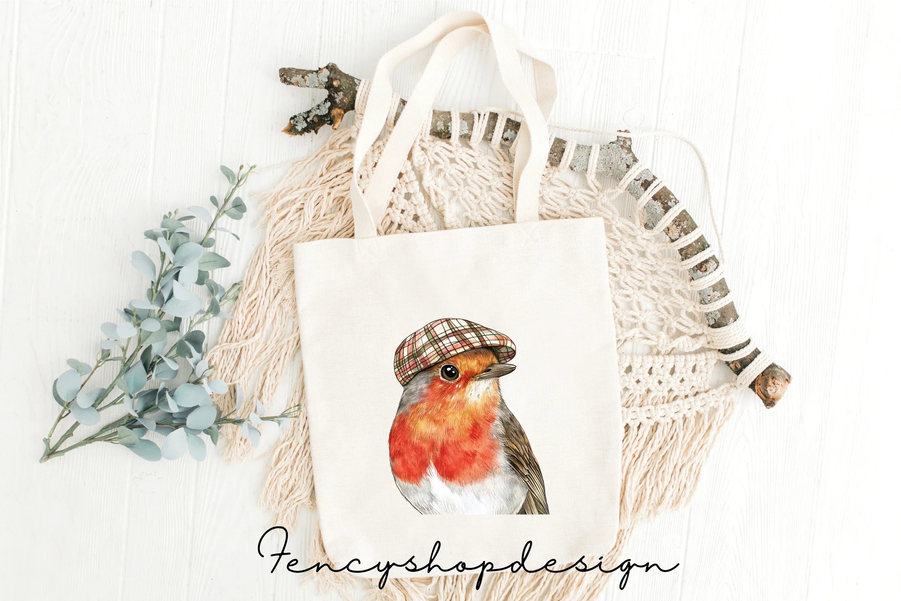 Cozy Christmas Robin Bird Clipart Bundle