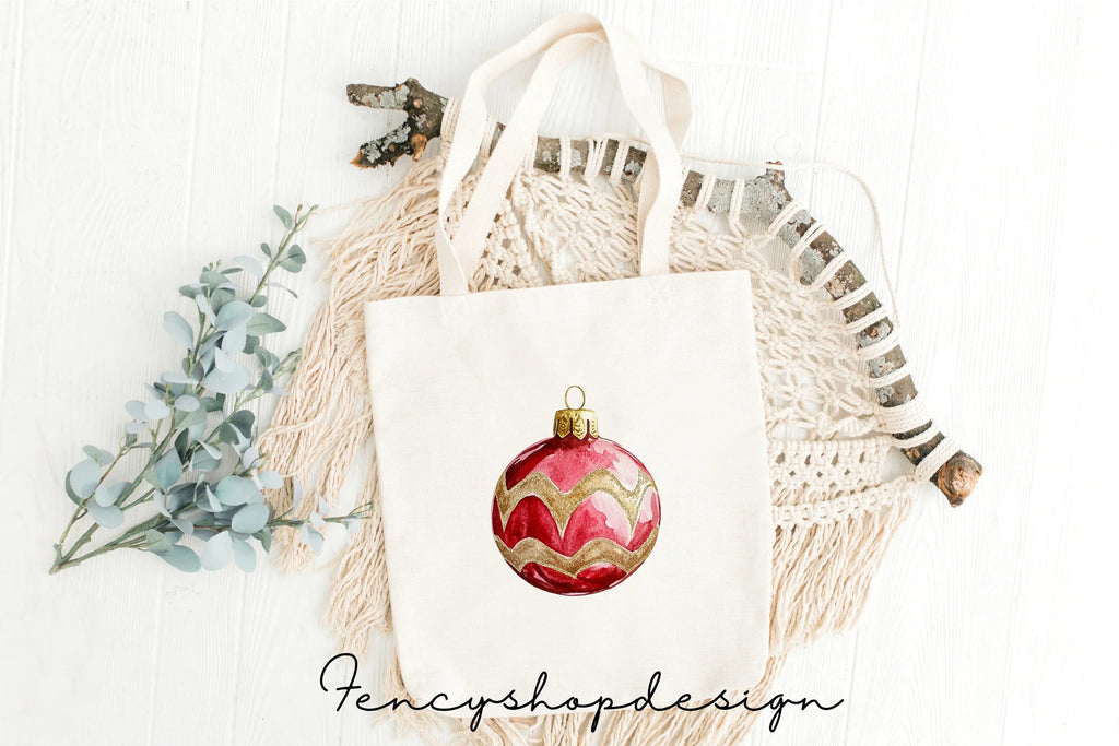 Vibrant Red Christmas Ornaments Clipart Bundle