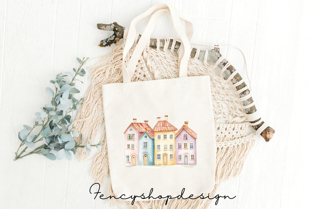 Pastel Houses Clipart Bundle