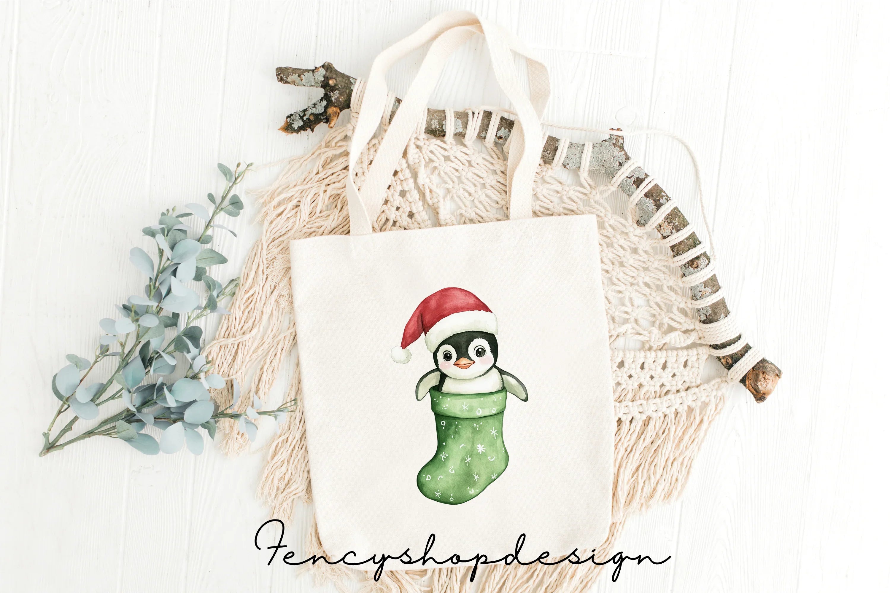 Cute Christmas Animals in Stockings Clipart Bundle