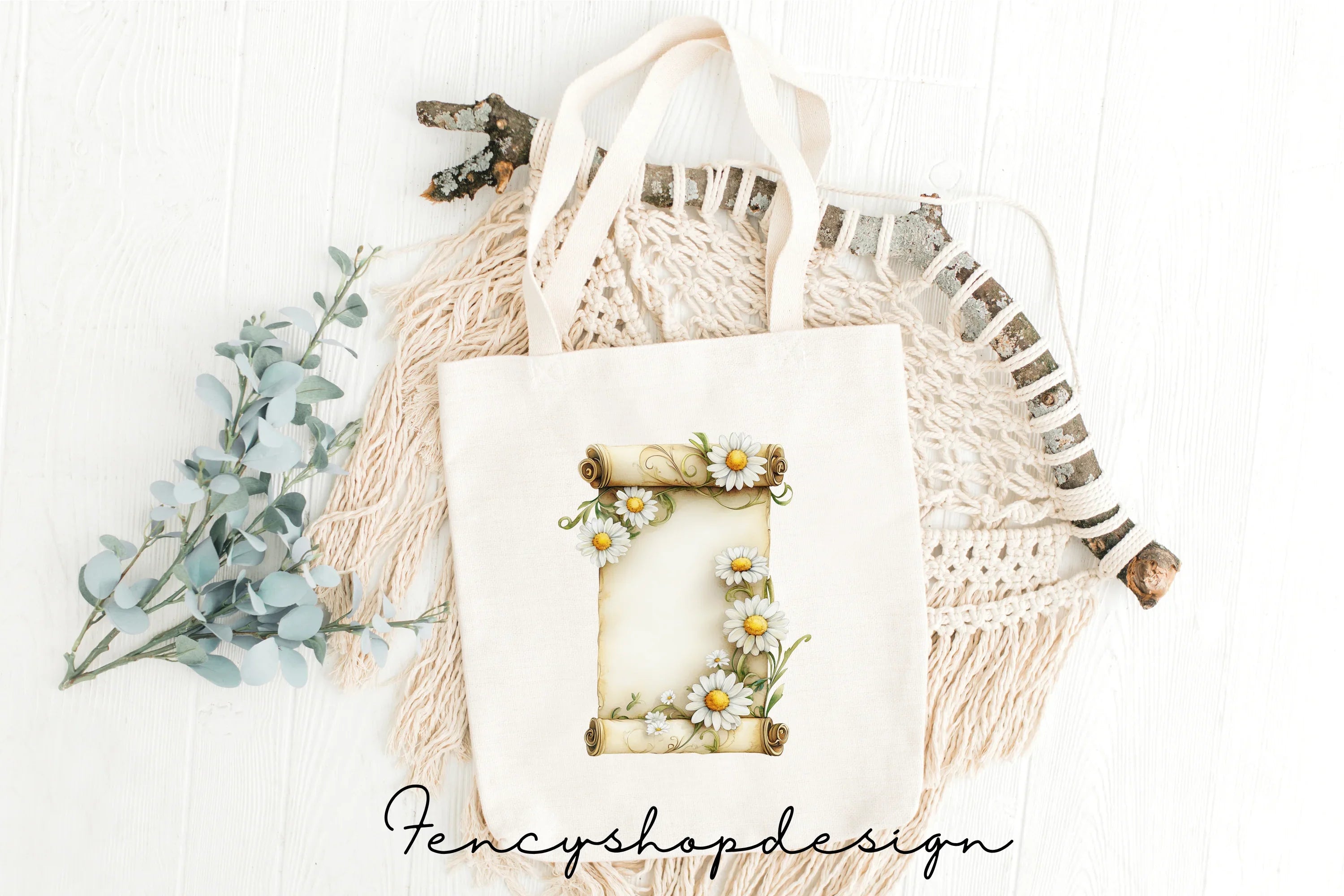 Elegant Daisy Scroll Clipart Bundle