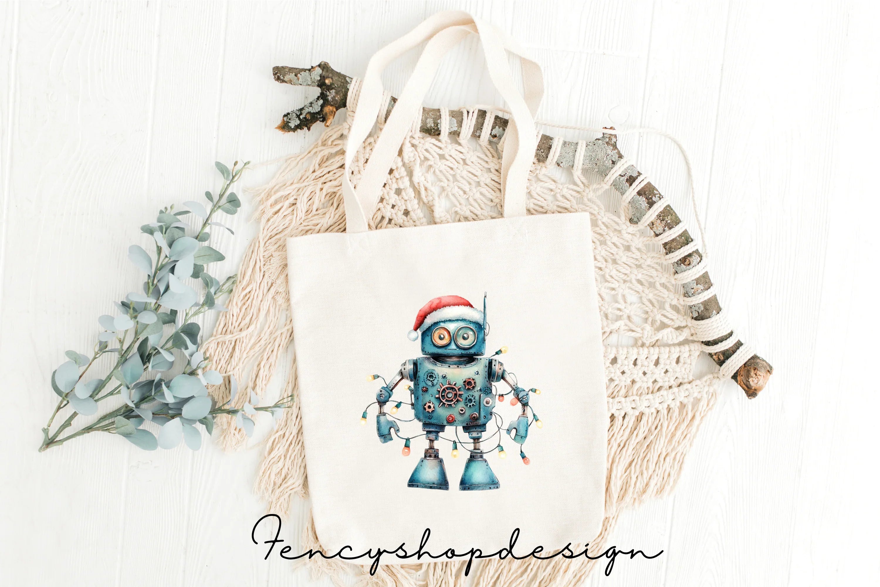 Christmas Robot Clipart Bundle
