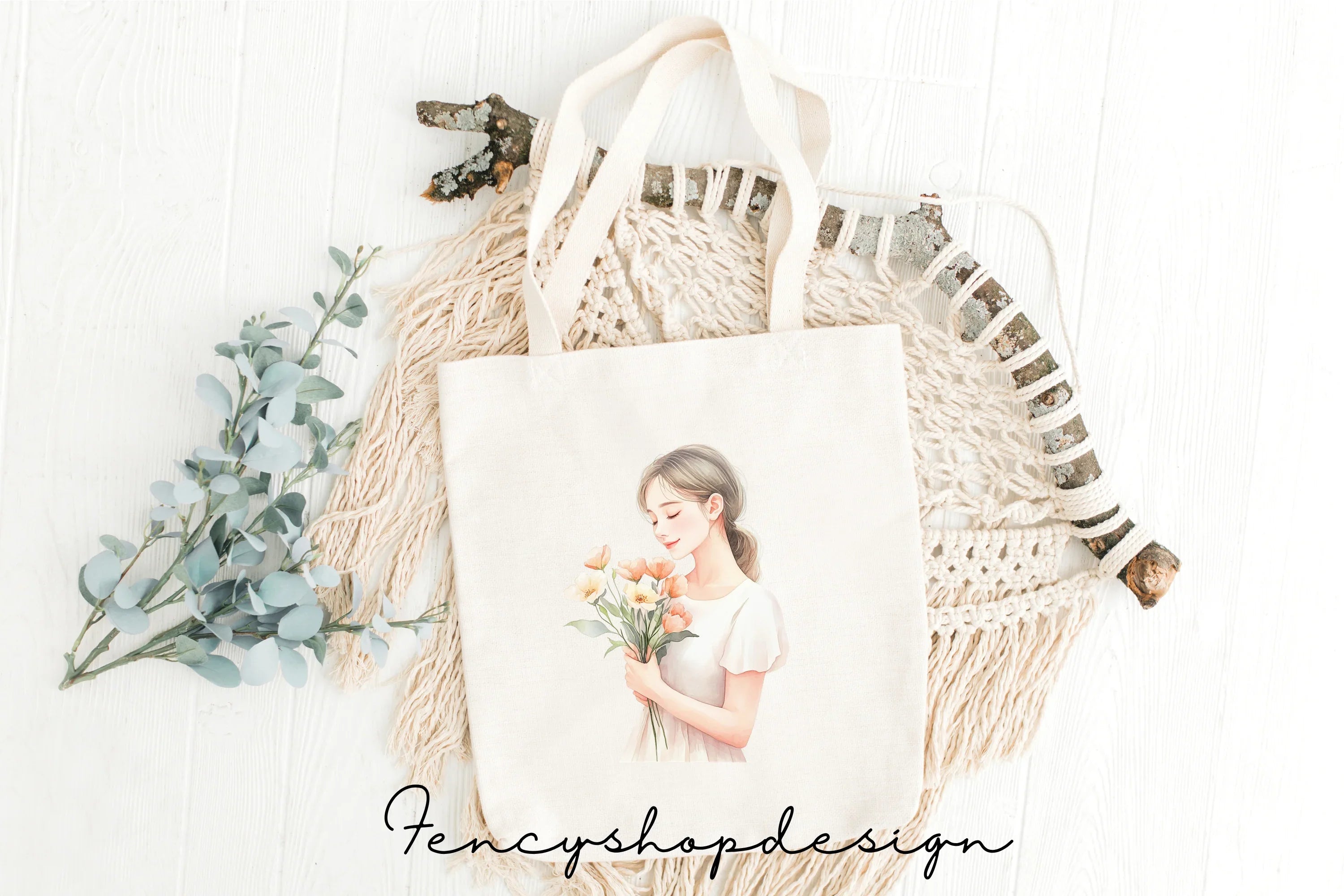 Elegant Girls with Flowers Clipart Bundle
