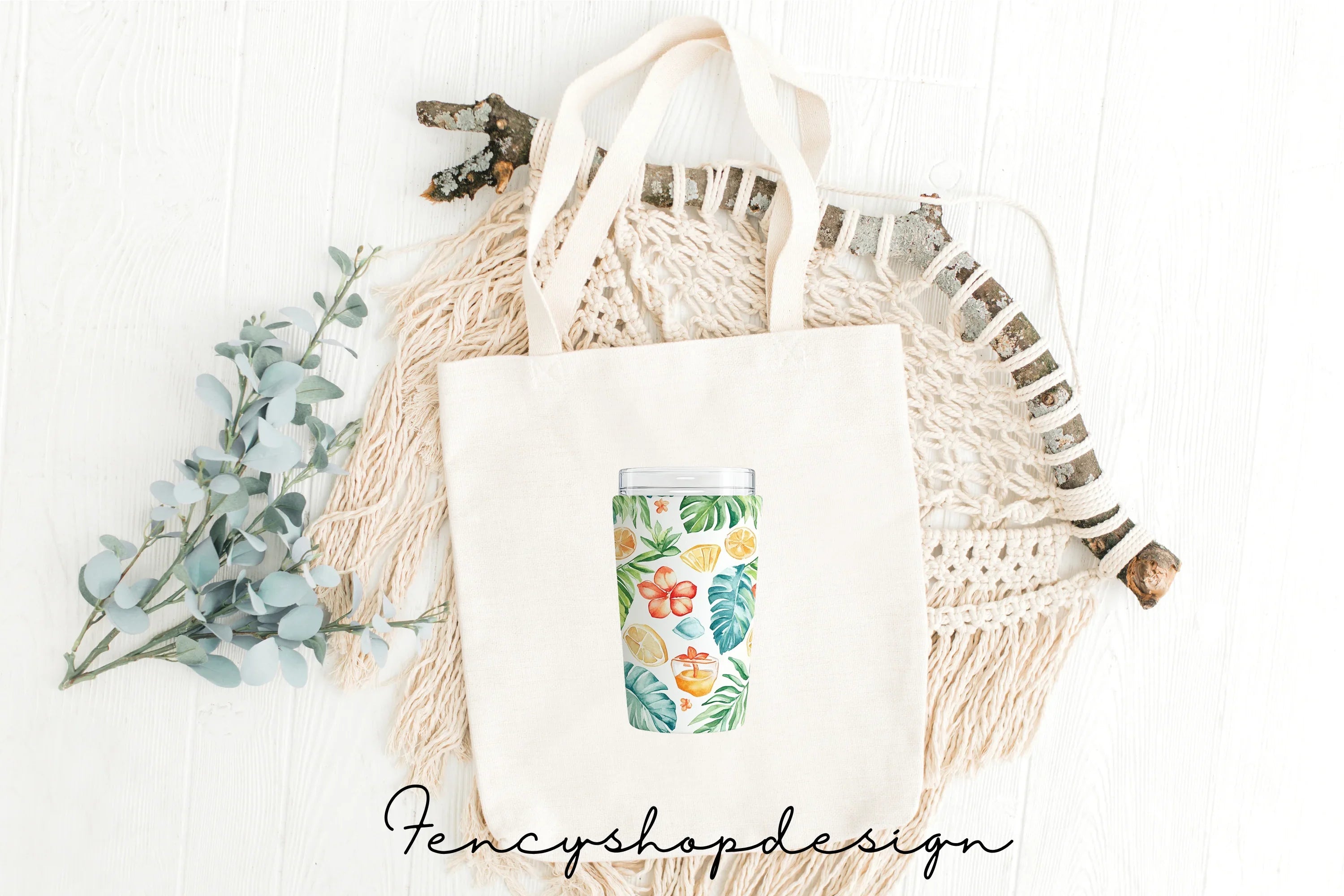 Tropical Summer Tumbler Clipart Bundle