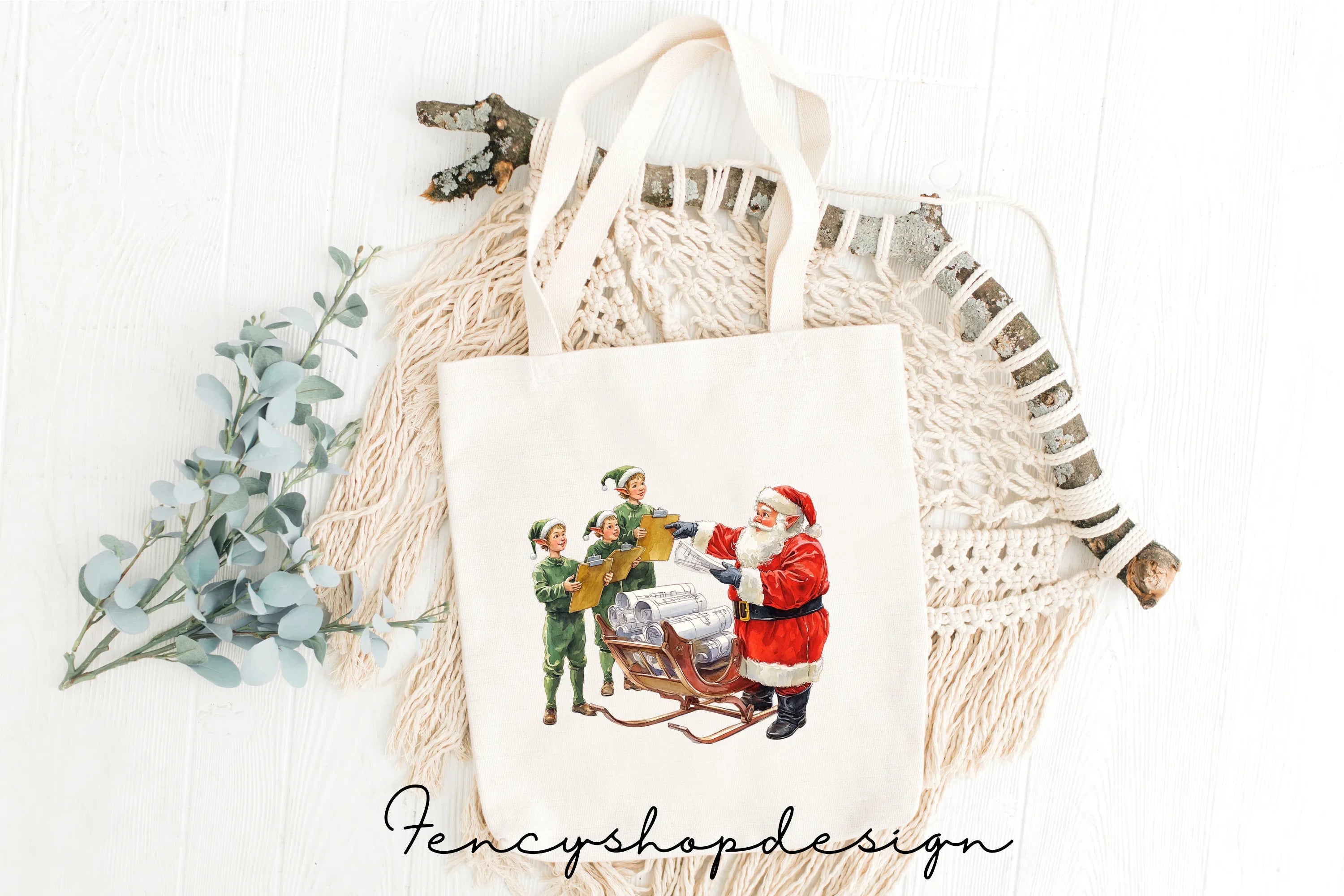 Santa Sleigh Tune-Up Clipart Bundle