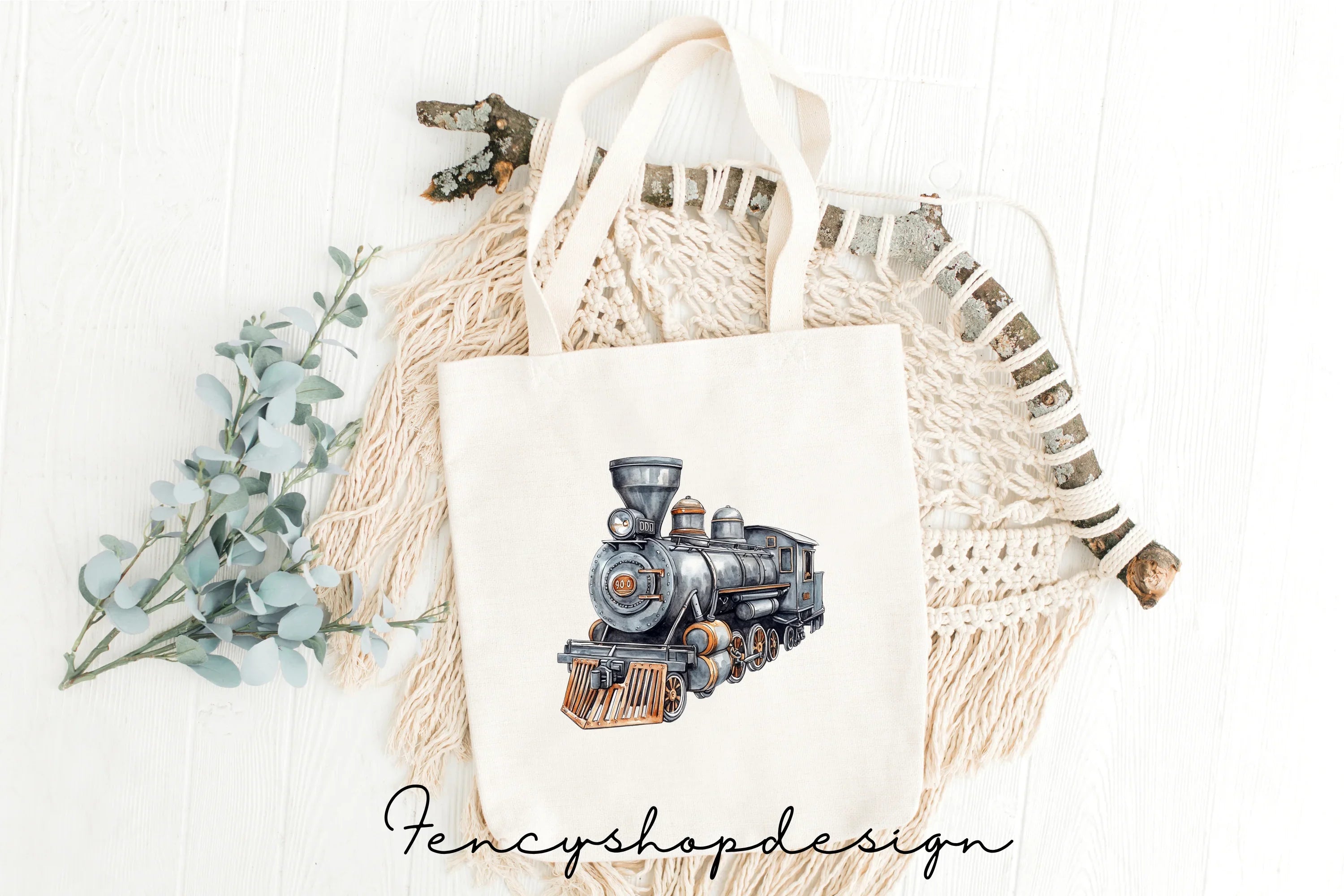 Vintage Steam Train Clipart Bundle