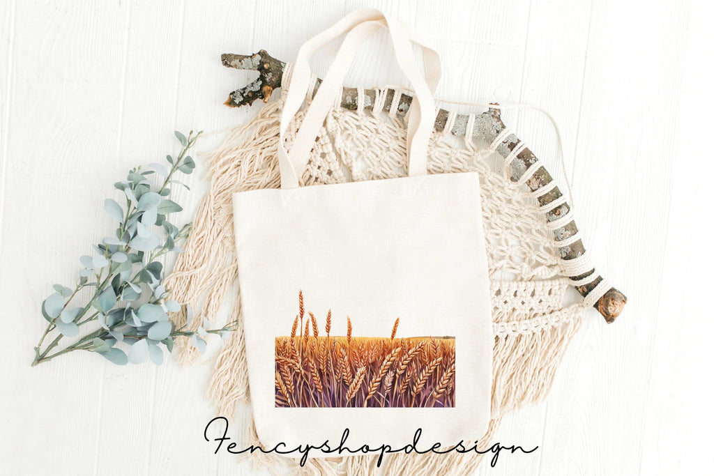 Golden Wheat Stalks Field Clipart Bundle