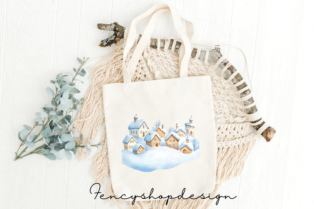 Snowy Christmas Village Clipart Bundle