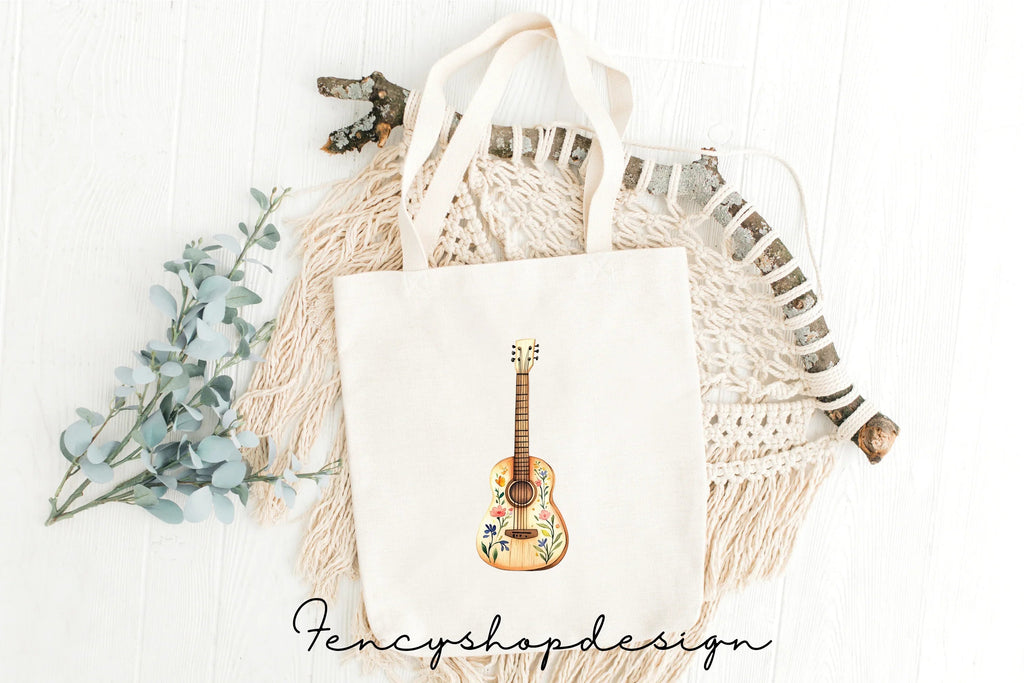 Boho Floral Guitar Clipart Bundle