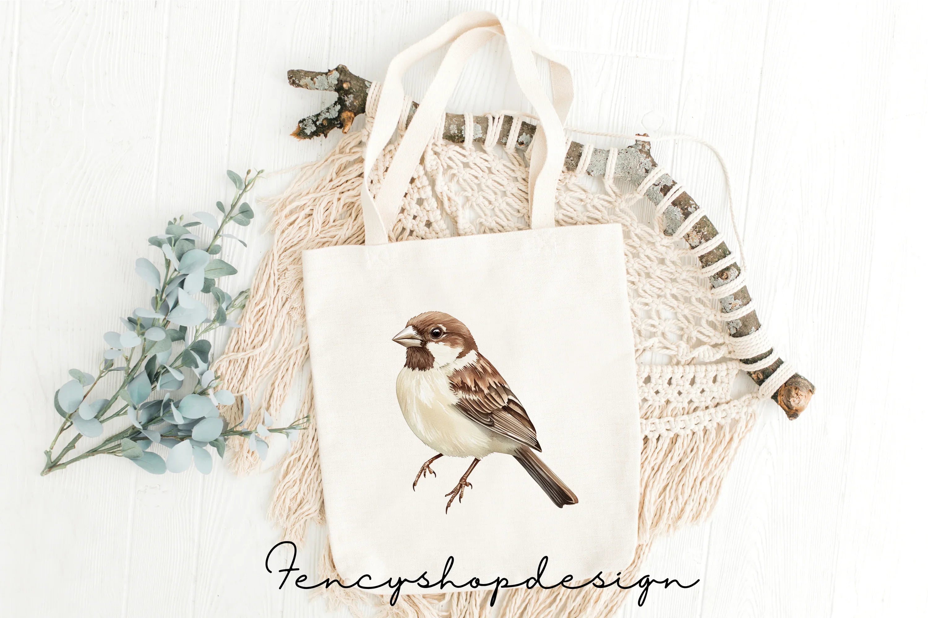 Charming Sparrow Illustrations Clipart Bundle