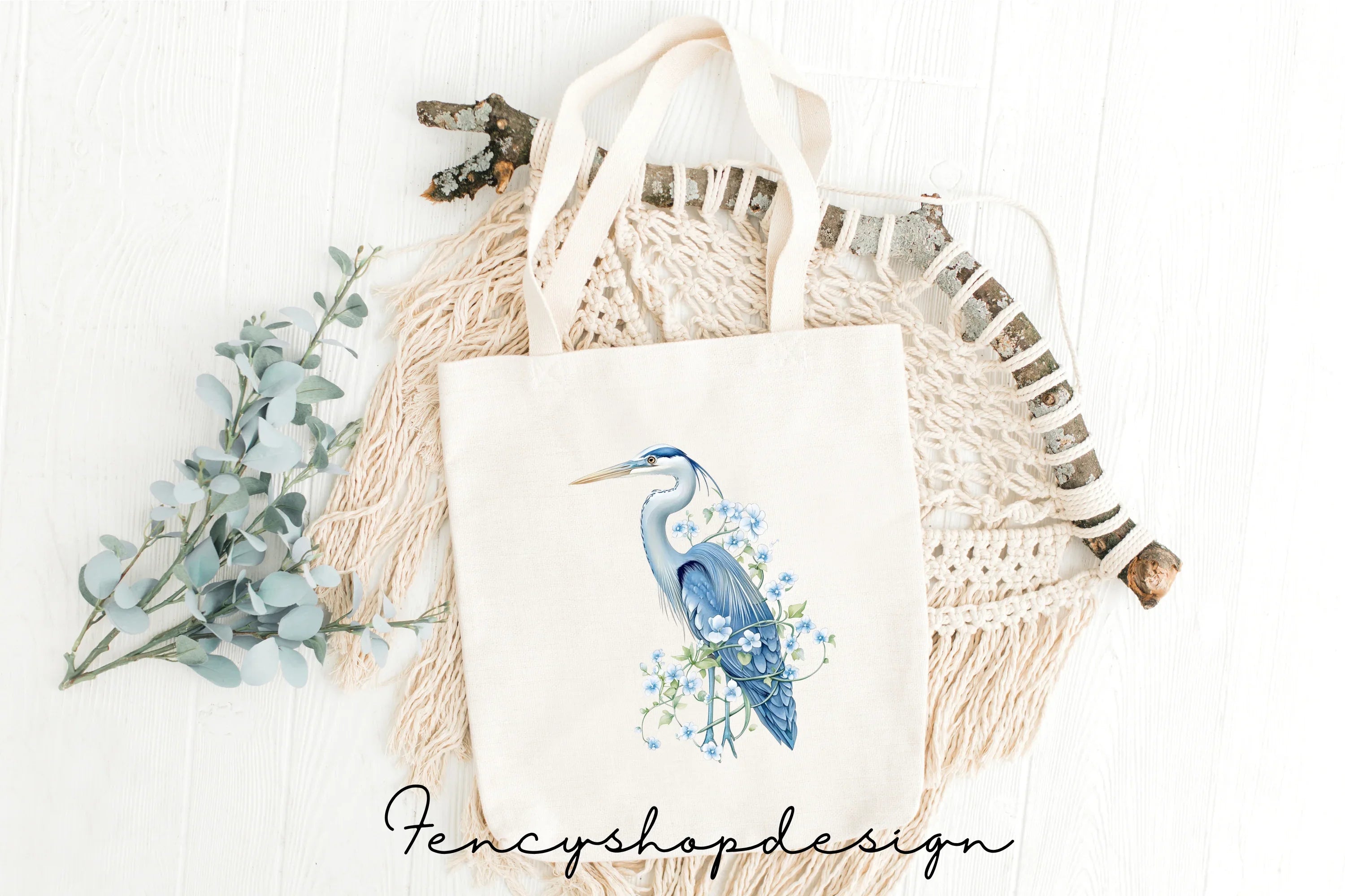 Graceful Blue Heron Designs Clipart Bundle
