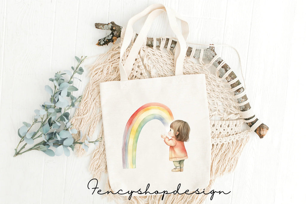 Cute Kids Rainbow Clipart Bundle