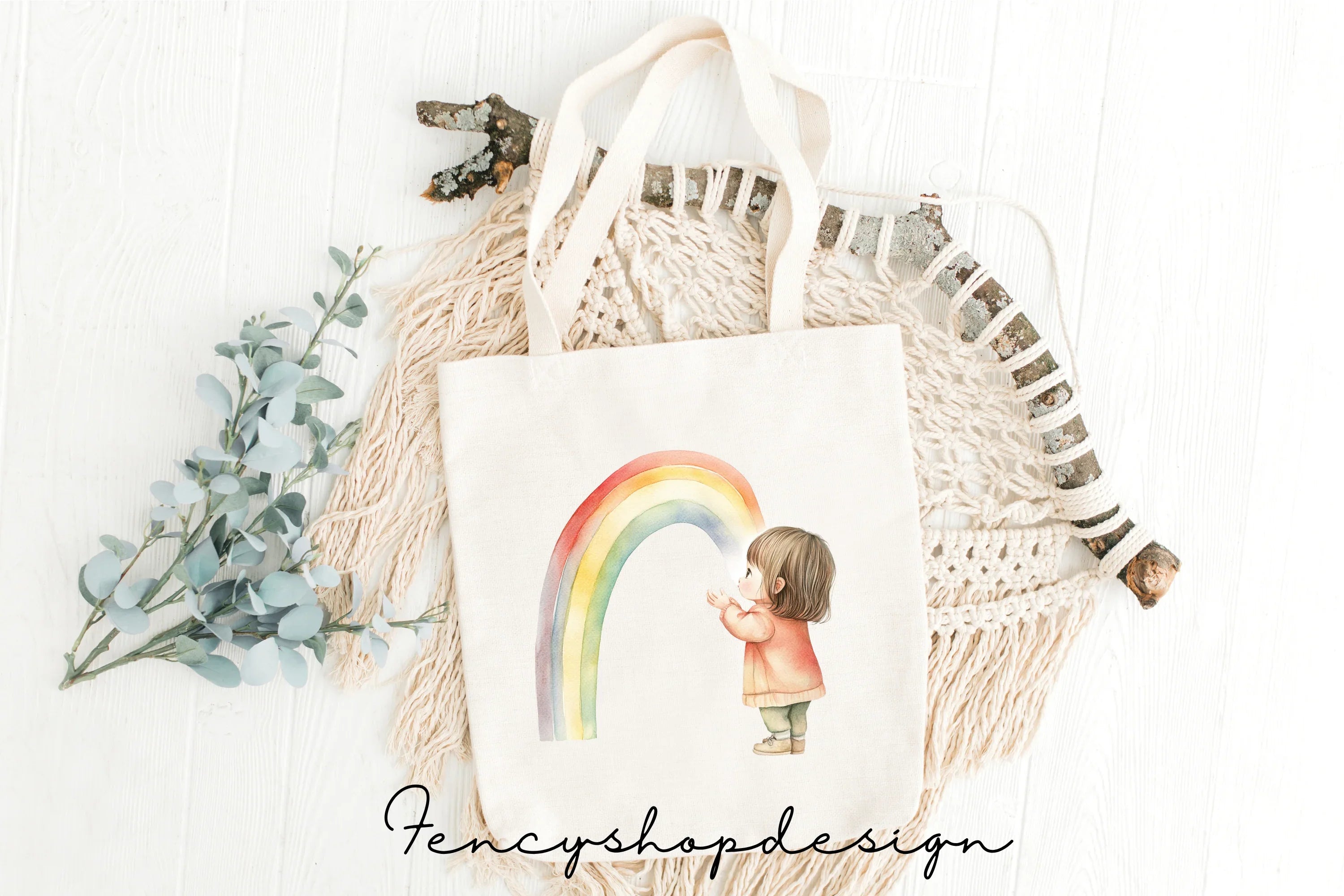 Cute Kids Rainbow Clipart Bundle