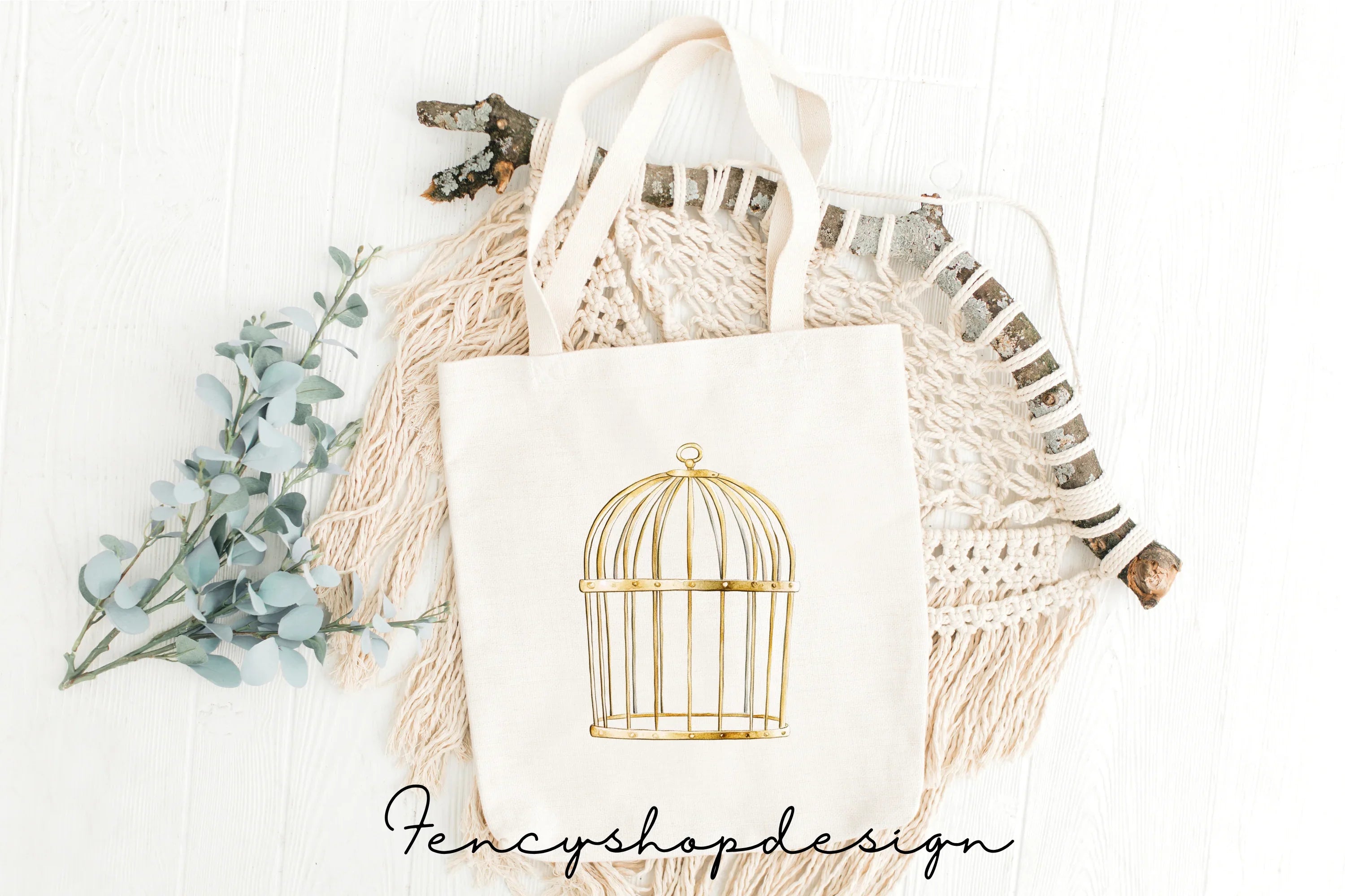 Elegant Golden Bird Cages Clipart Bundle