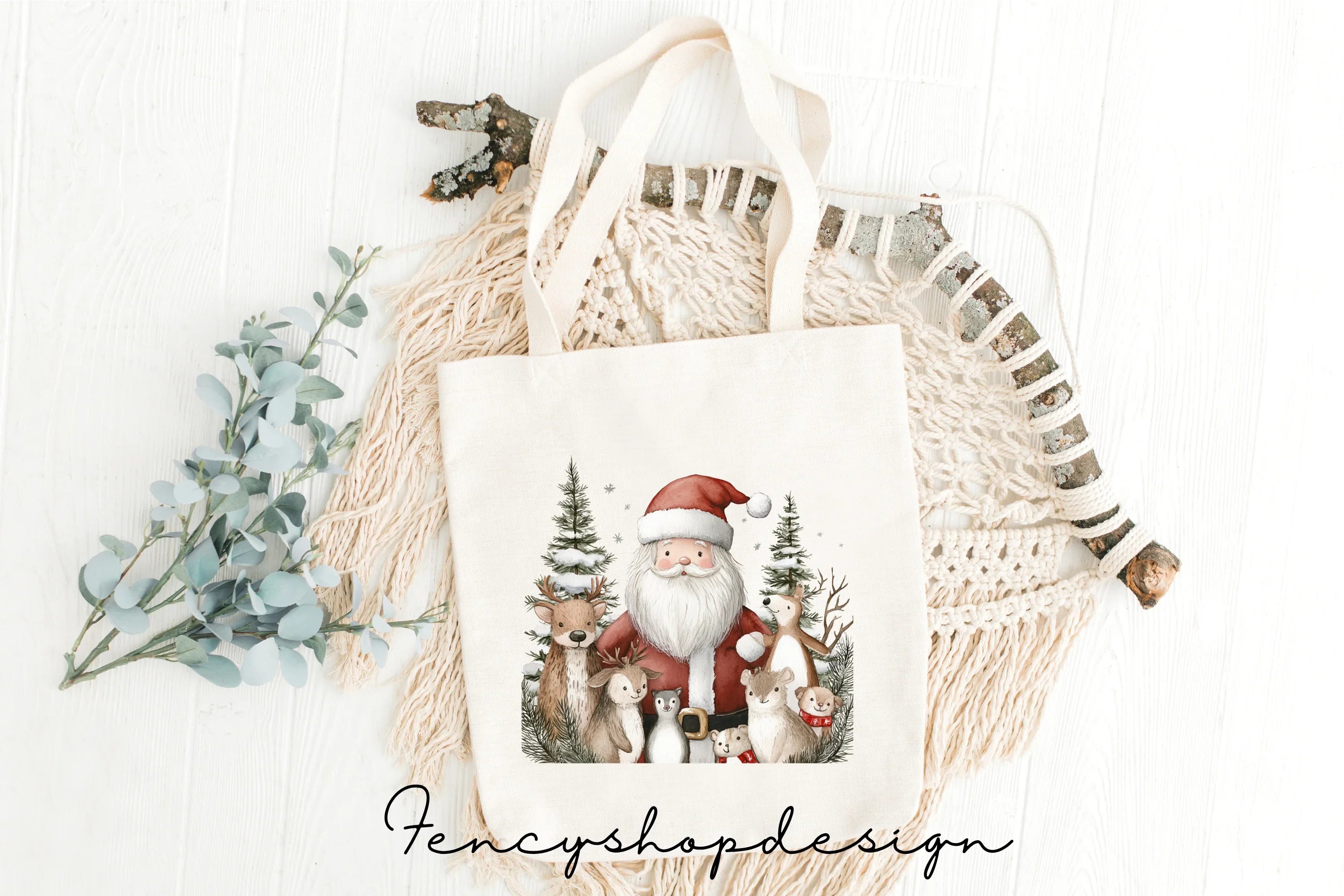 Santa and Reindeer Christmas Clipart Bundle