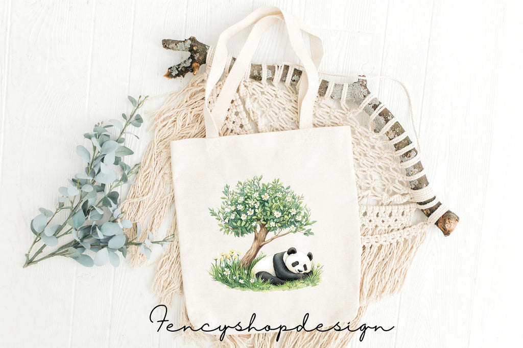 Cute Pandas Under Autumn Trees Clipart Bundle