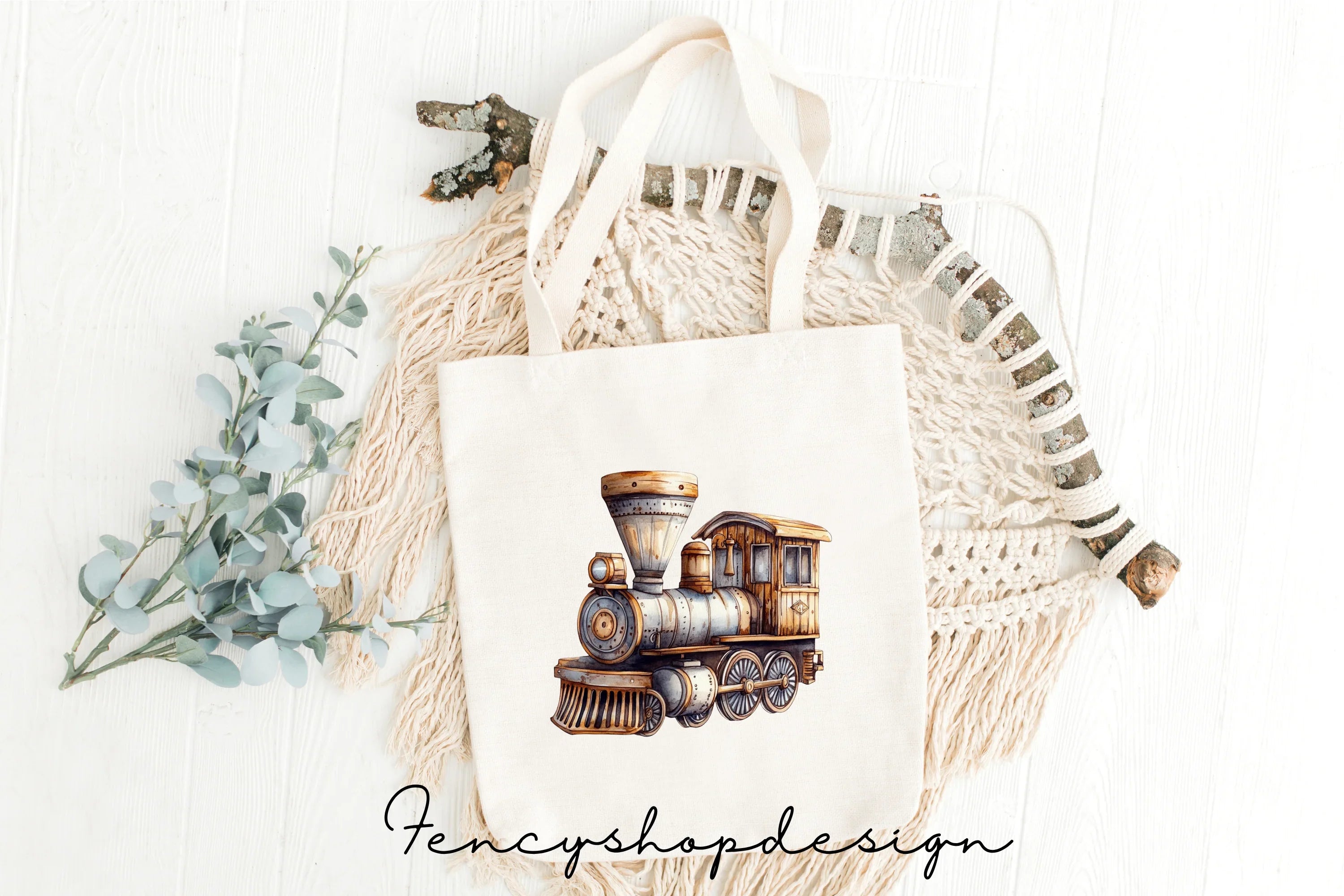 Vintage Steam Train Clipart Bundle