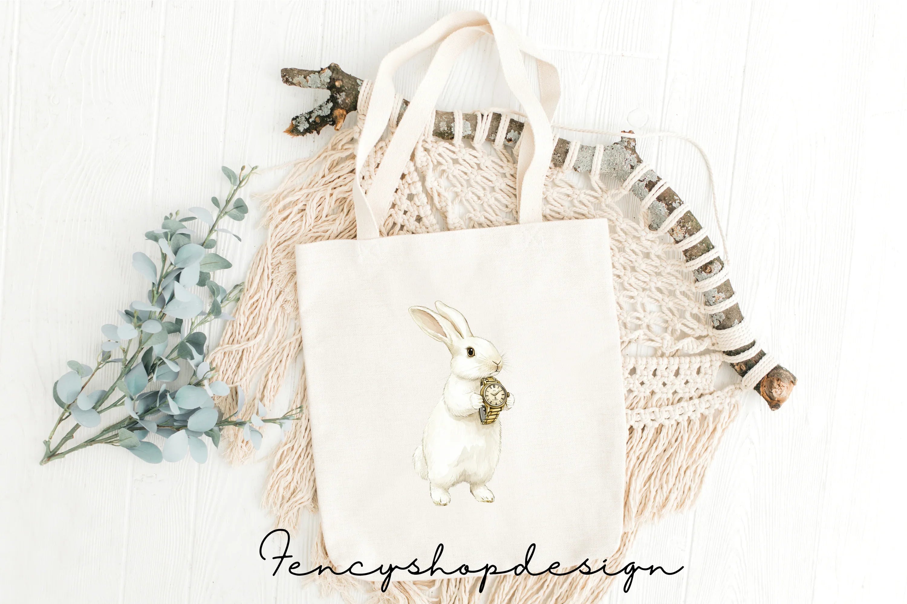 White Rabbit Pocket Watch Clipart Bundle