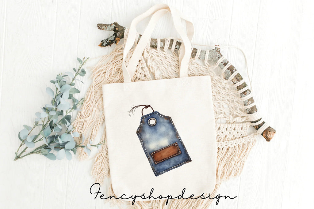 Distressed Denim Tags Clipart Bundle