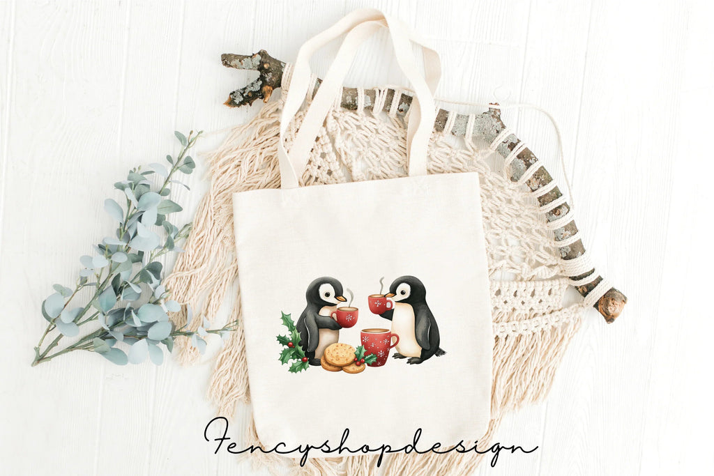 Penguin Christmas Market Clipart Bundle
