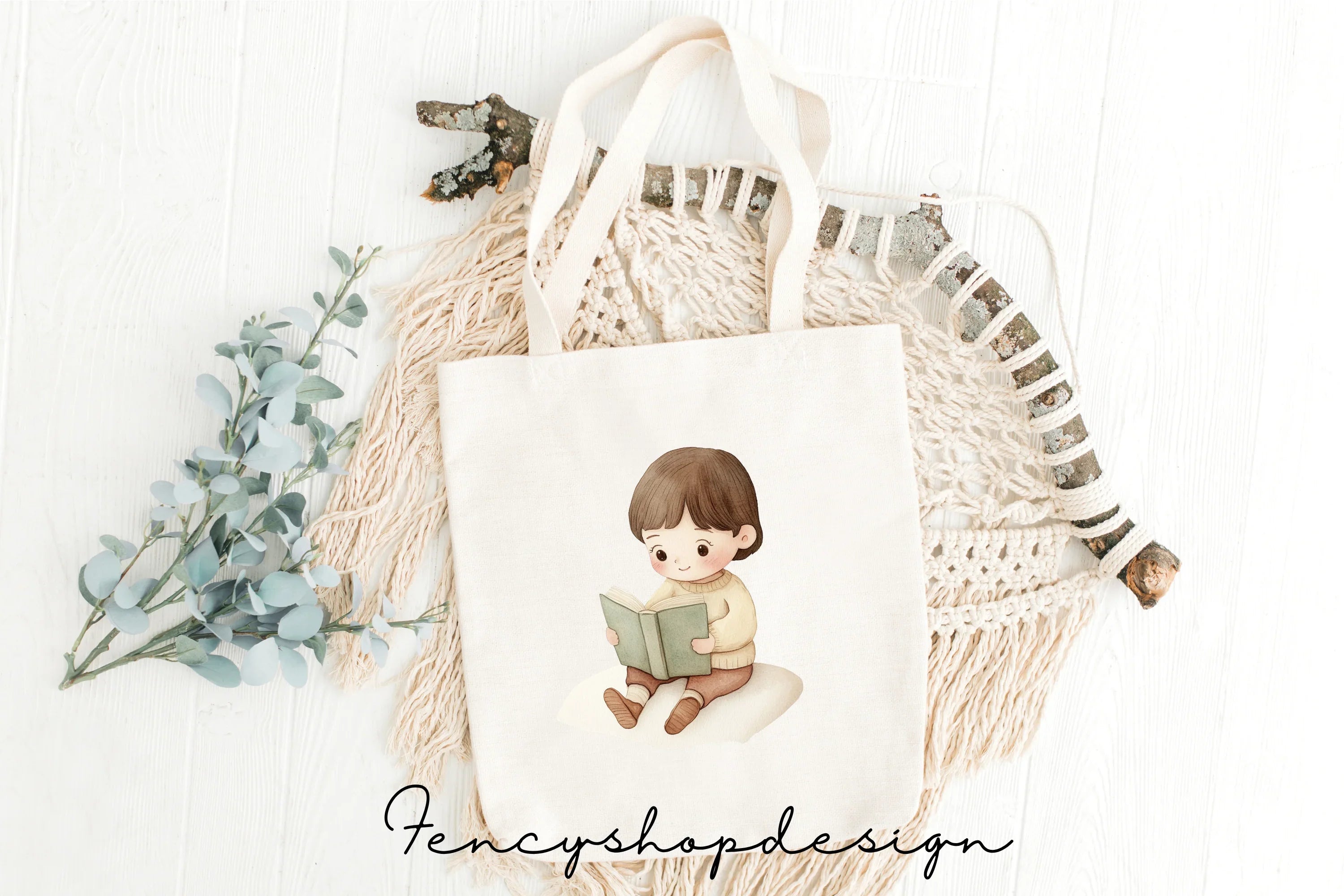 Adorable Kids Reading Books Clipart Bundle