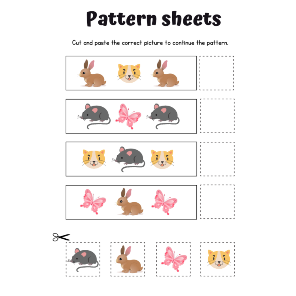 Pattern Sheets Cut and Paste Worksheets